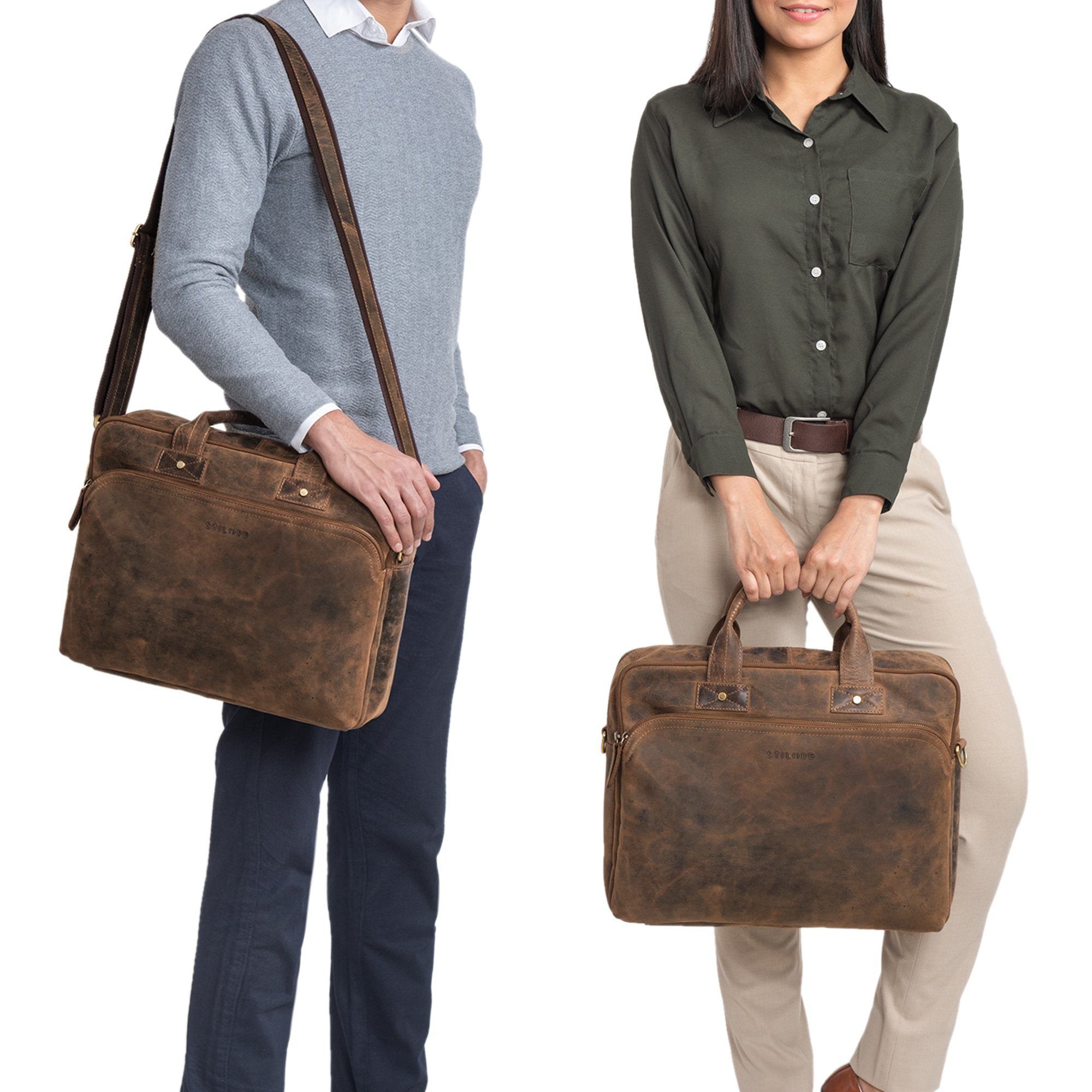 STILORD Laptoptasche "Hector" Große Business Ledertasche für Herren