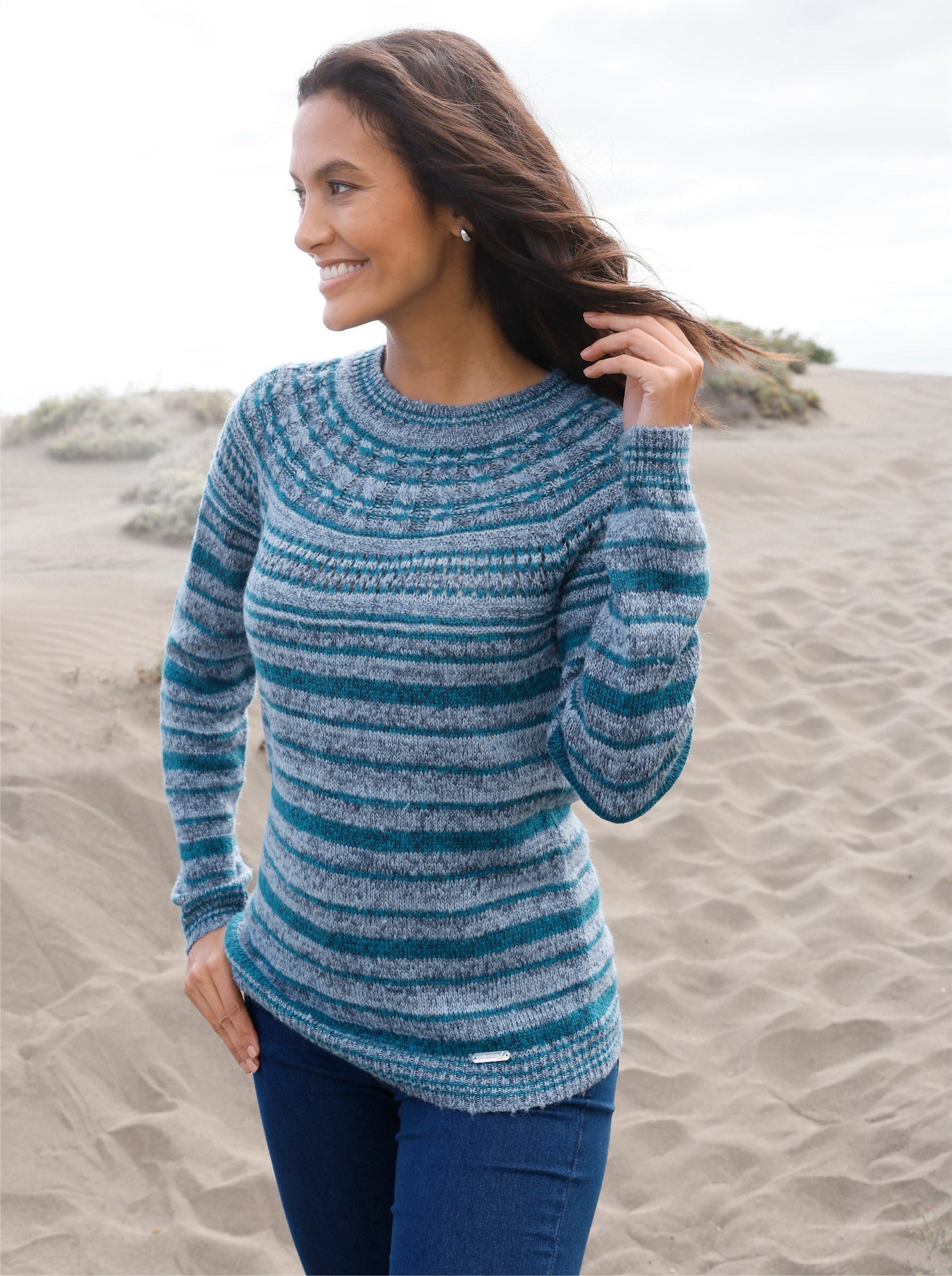 Witt Strickpullover Rundhals-Pullover Langarm Mustermix gestrickt