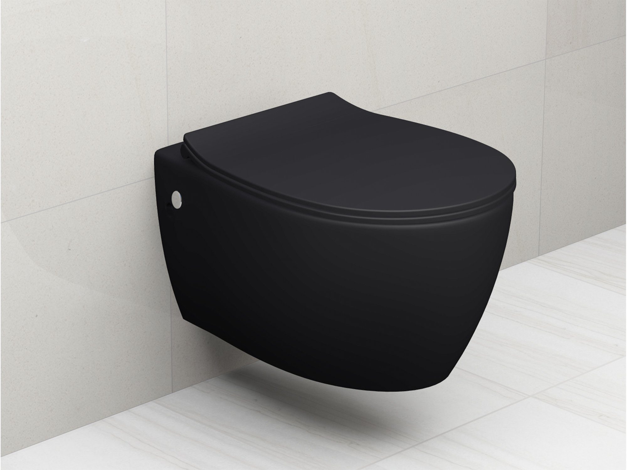 Aqua Bagno Tiefspül-WC Aqua Bagno spülrandlose Toilette Hänge WC Anthrazi, waagerecht, WC ohne Rand, m. Absenkautomatik