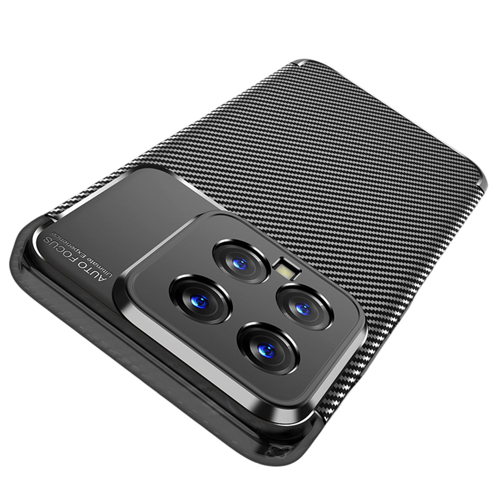 betterfon Handyhülle für Xiaomi 14 Silikon Case TPU Bumper Schale Schwarz, Carbon-Look – stoßfestes Case mit Air-Cushion & Metall-Optik