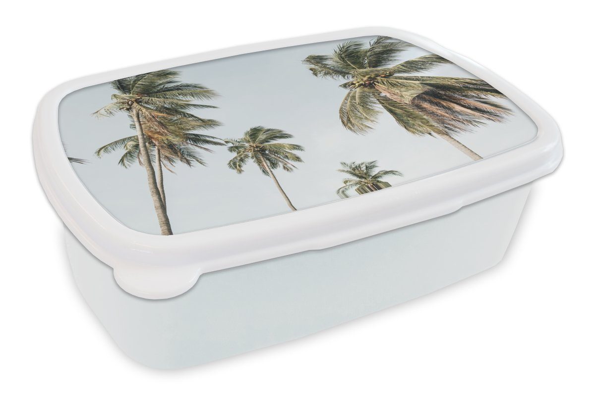 MuchoWow Lunchbox Palmen - Sommer - Tropisch, Kunststoff, (2-tlg), Brotbox für Kinder und Erwachsene, Brotdose, für Jungs und Mädchen weiß