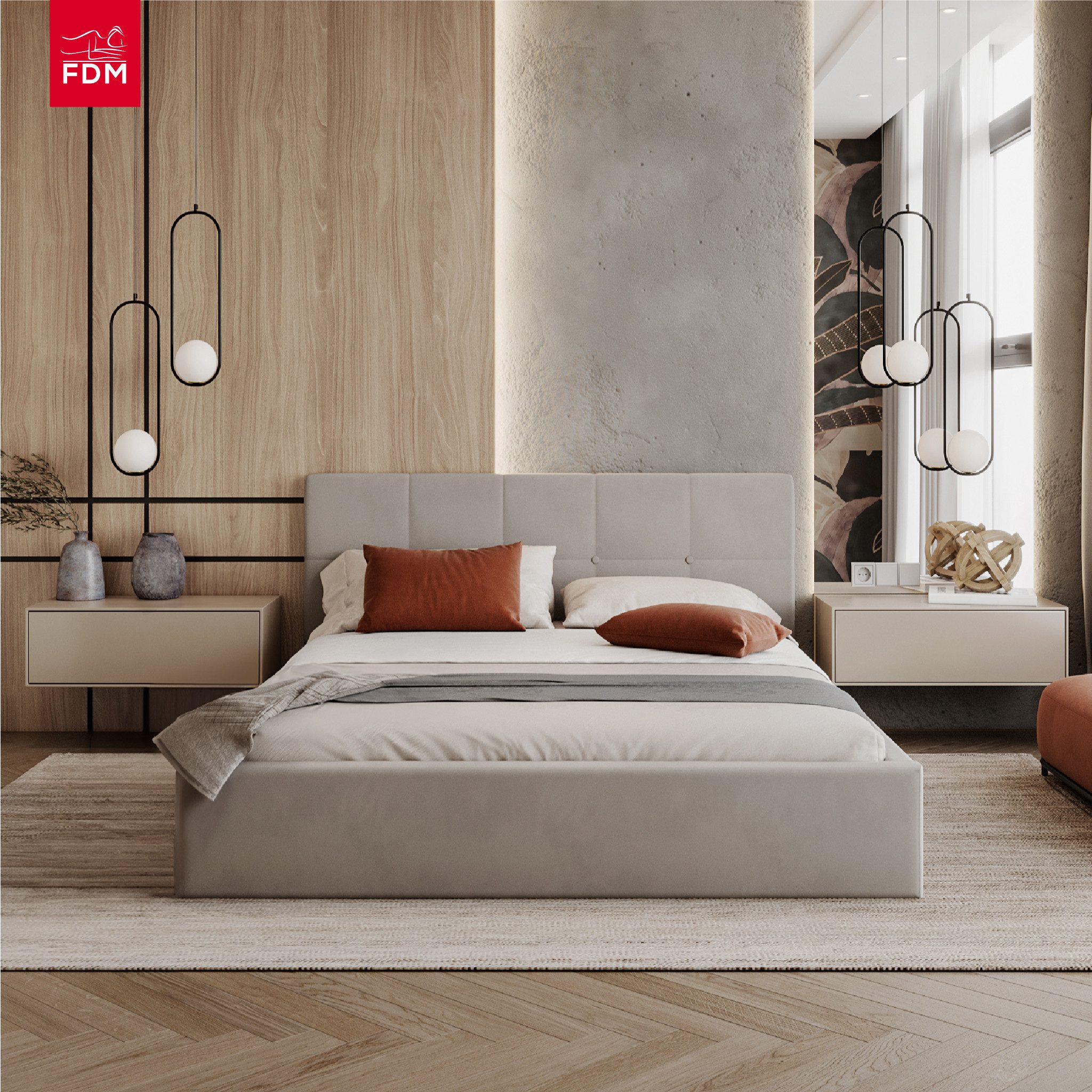FDM Polsterbett VEGAS Bettkasten MADE IN EU - mit hochwertigem Paris Bezug (verfügbar 90x200 120x200 140x200 160x200 180x200cm, Bettrahmen, Bett, mit großen gepolsternetn Kopfteil, mit Bettkasten zum ausklappen), Hebbarer Metallrahmen, Bettkasten, ohne Ma
