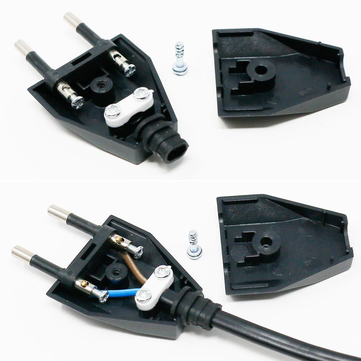 world-trading-net Euroflachstecker Set Euro-Stecker & Kupplung, schwarz, Schrauban