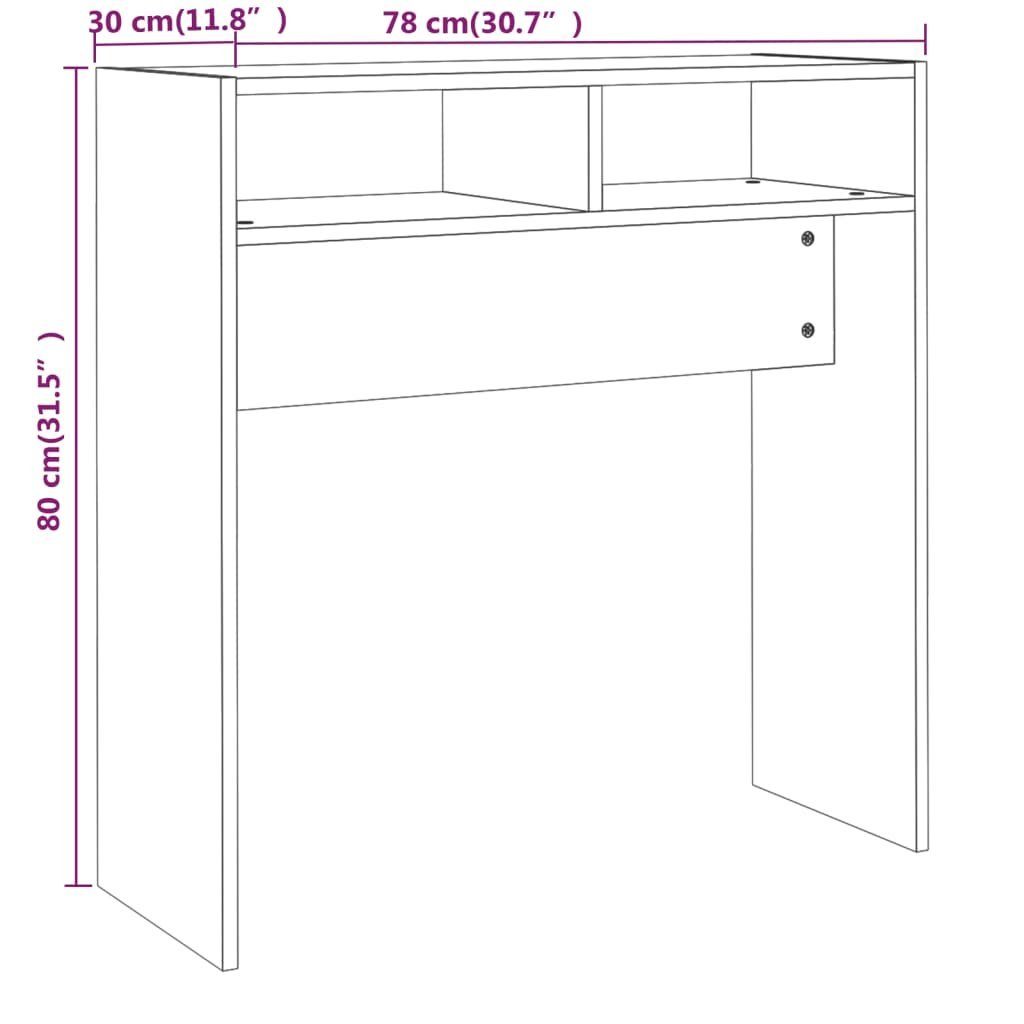 furnicato Beistelltisch Konsolentisch Grau (1-St) Holzwerkstoff Sonoma 78x30x80 cm