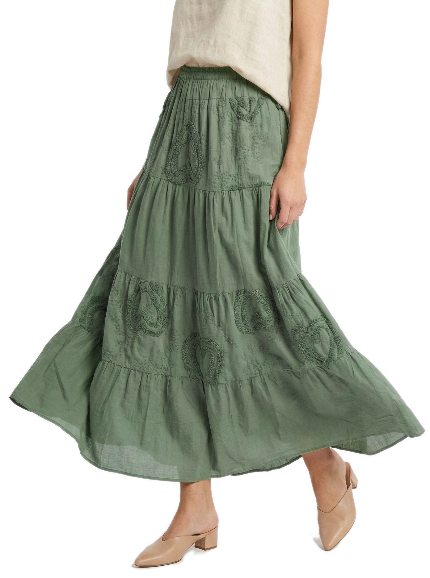 dy_mode Maxirock Damen Maxirock Unifarben A-Linien Sommerrock Boho-StyleStufenrock in Unifarbe