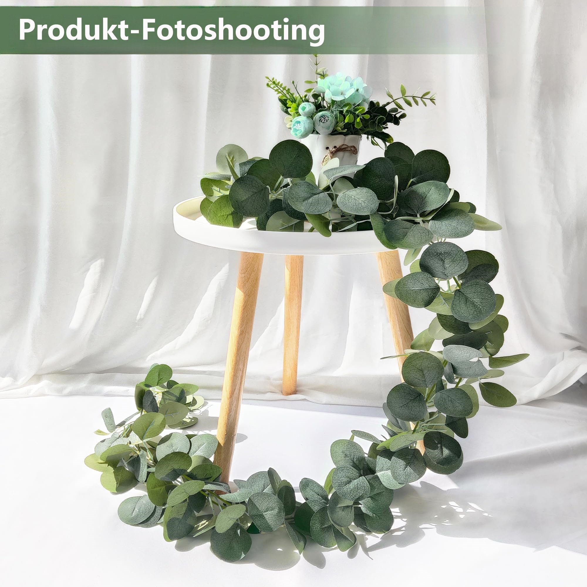 Kunstpflanze 4 Stück Künstliche Eucalyptus Blätter Girlande deko Hängepflanzen, FOUORTUNATE-BEE, Hochzeitsdeko für Hochzeit Tisch Frühlingsgirlande Blumenschmuc – Bild 4 von 5