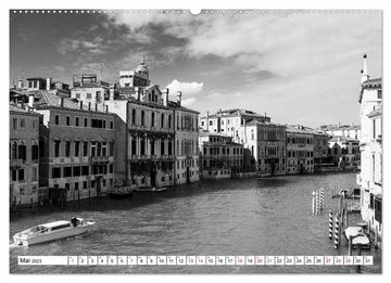 CALVENDO Wandkalender Venedig schwarz-weiß (Premium, hochwertiger DIN A2 Wandkalender 2023, Kunstdruck in Hochglanz)