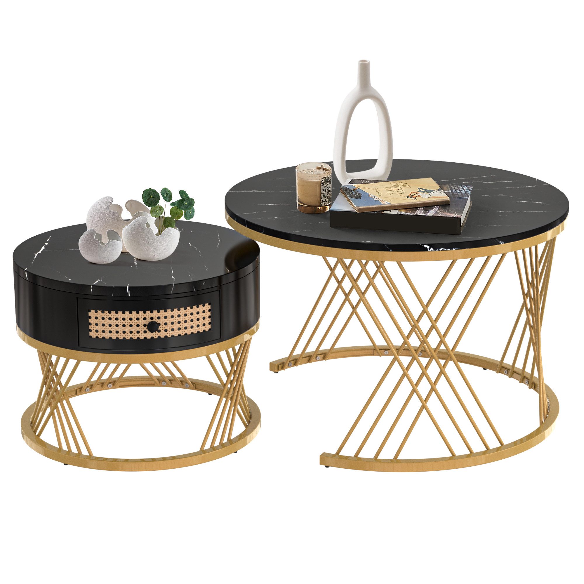 REDOM Couchtisch Satz Marmor Furnier Sofa Seite Nest von Tischen Runde Endt günstig online kaufen