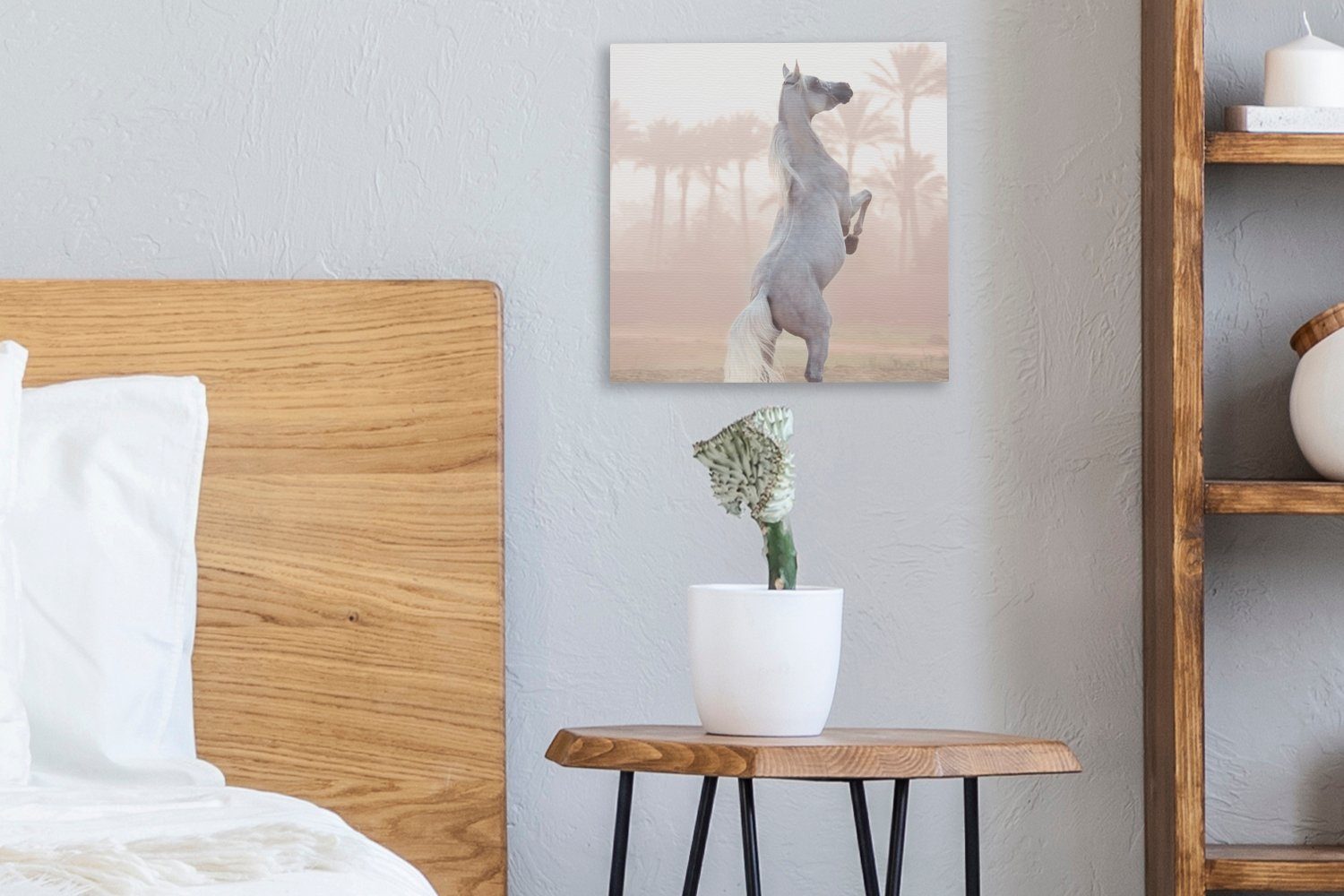 OneMillionCanvasses® Leinwandbild Pferd - Wohnzimmer Schlafzimmer für Bilder Leinwand Palme, St), - Sand (1