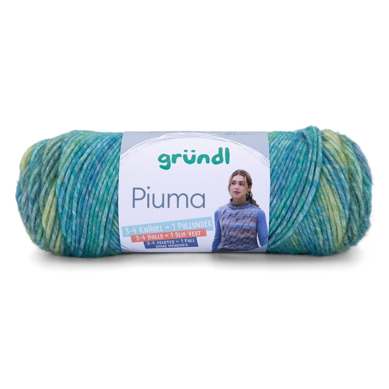 Gründl Wolle Piuma Baumwollmischgarn, Strickgarn mit Farbverlauf Häkelwolle, (universelles Ganzjahresgarn für die ganze Familie, Wolle zum stricken und häkeln), 61% Baumwolle, 39% Polyacryl