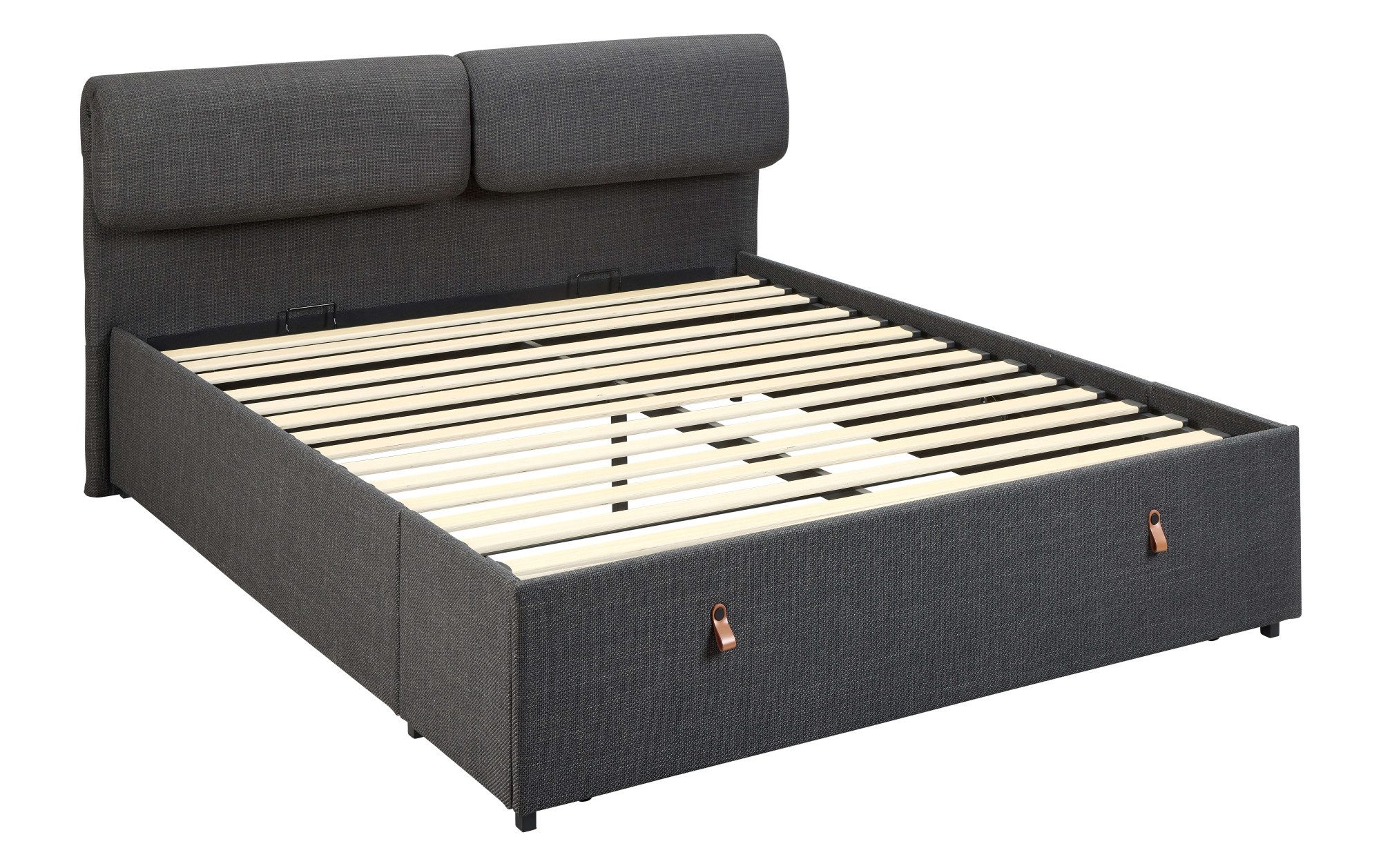 ACTONA GROUP Bett Calvi, Bett, dunkelgrau, schwarz, verstellbar, versteckter Stauraum,160x200cm