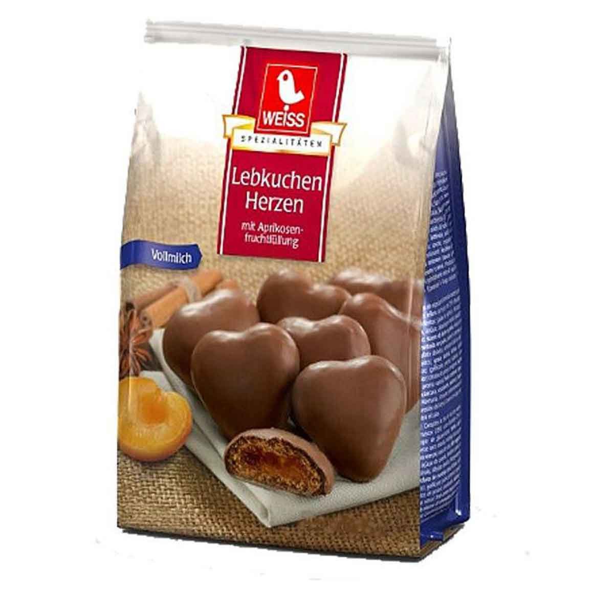 WEISS Süßigkeit, Weiss Lebkuchen Herzen umhüllt von Vollmilchschokolade 6er Pack
