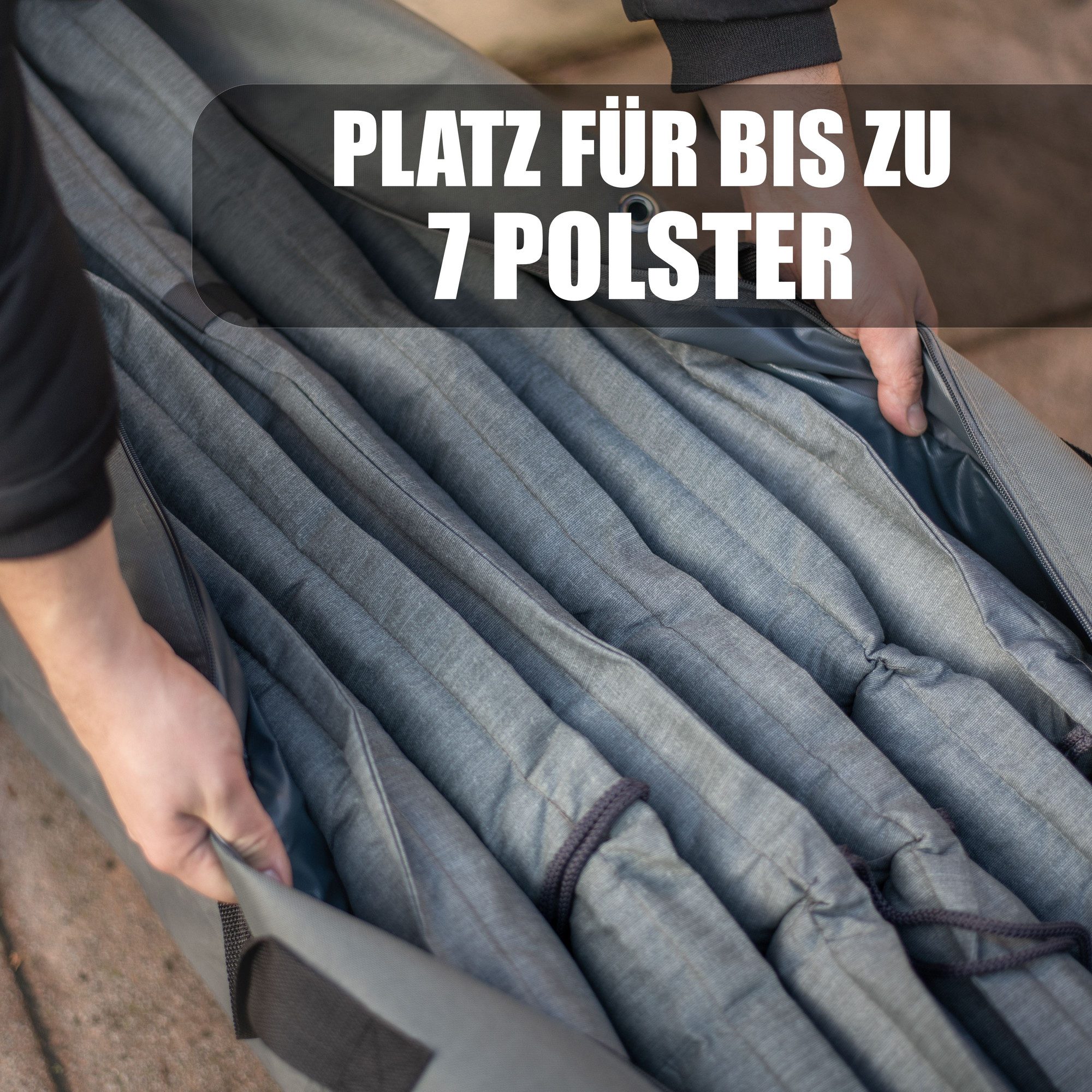 bonsport Abdeckhaube Auflagentasche für Gartenauflagen, grau