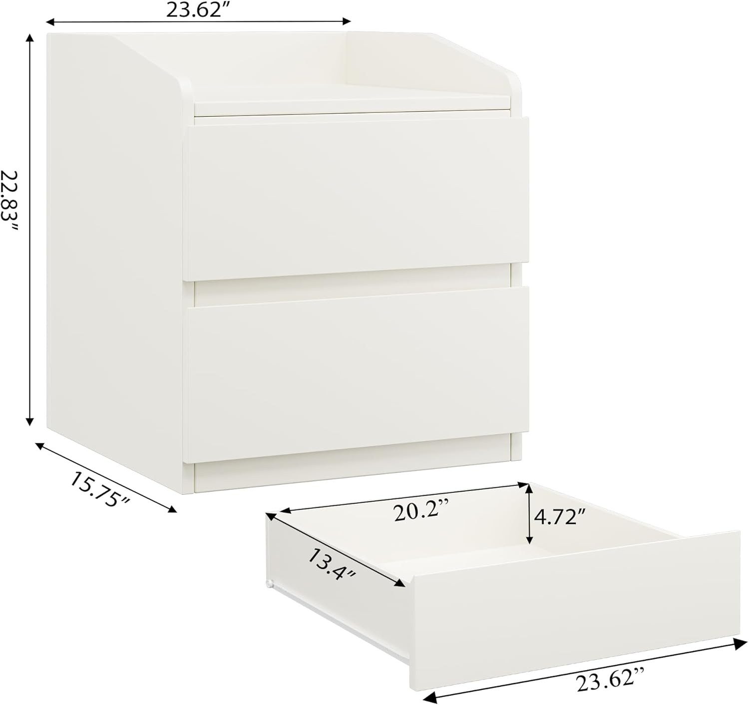 GarveeMore Nachttisch mit 2 Schubladen,Moderner Beistelltisch,60x40x58cm, w günstig online kaufen