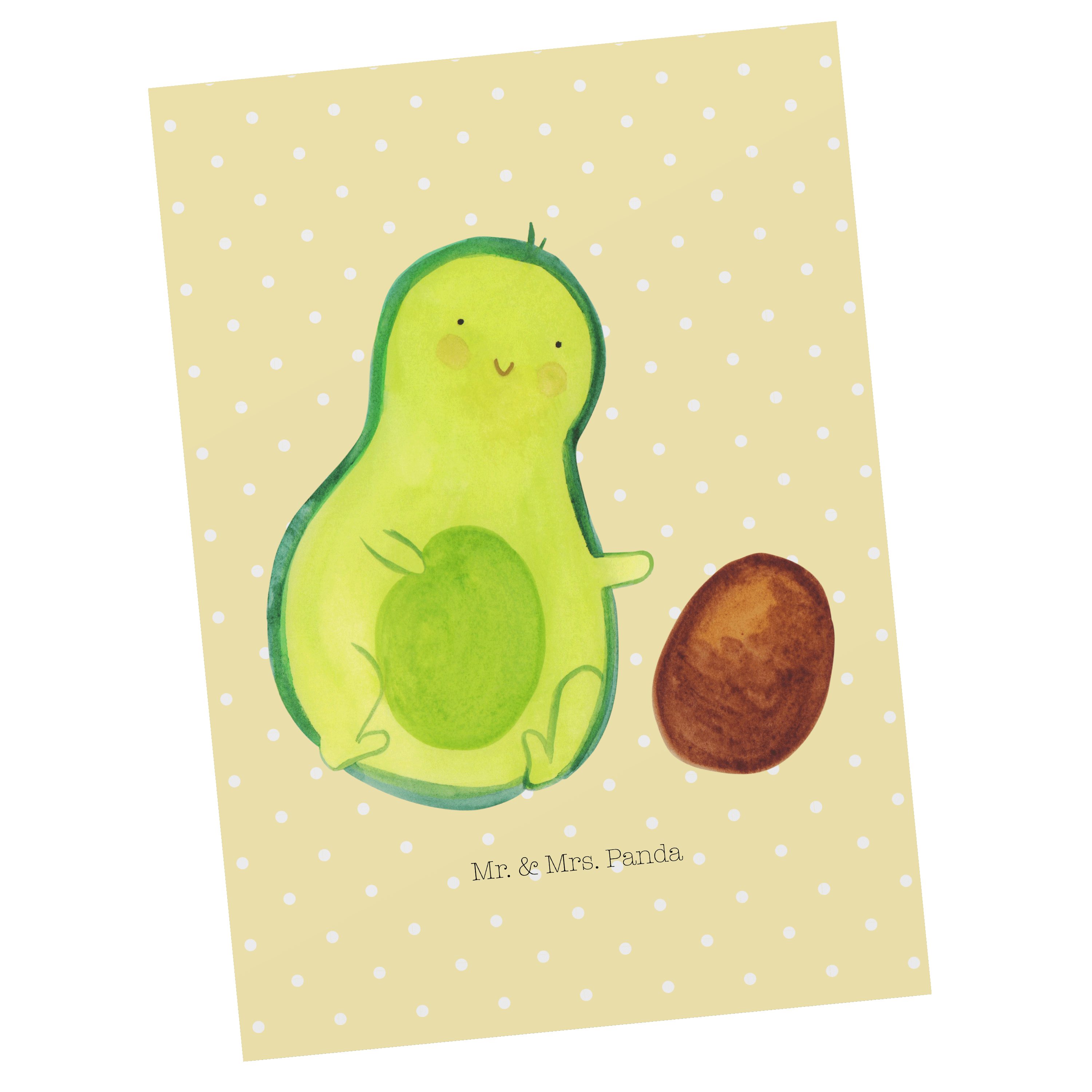 Mr. & Mrs. Panda Postkarte - Avocado Gelb Veggie rollt Karte, Geschenk, Pastell Kern Geburt, 