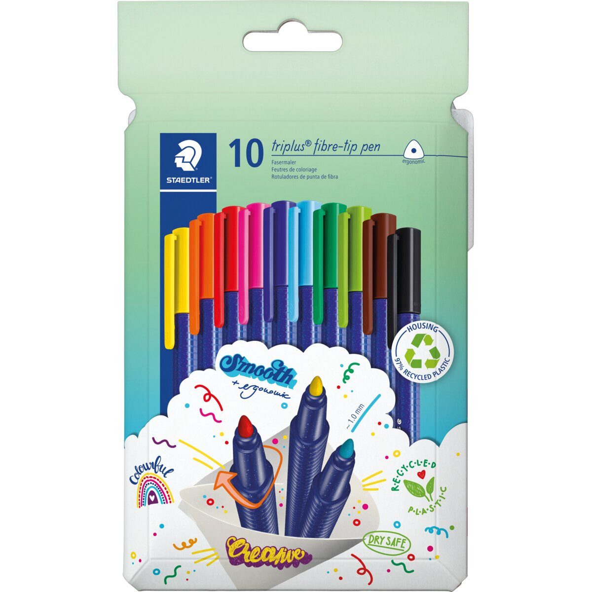STAEDTLER Filzstift Fasermaler triplus color rPP 10 Stück