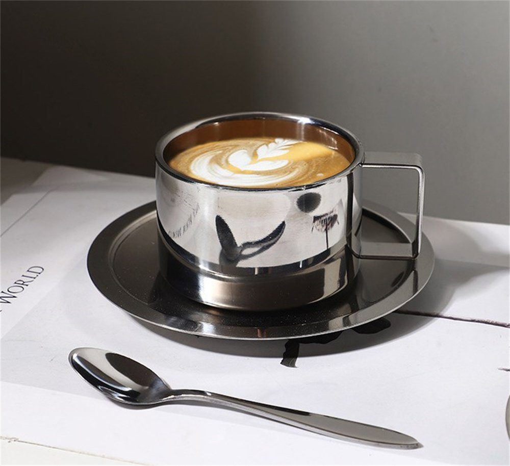 Dekorative Kaffeeservice Edelstahl Kaffeebecher, Kaffeetasse (1-tlg) 3er Set