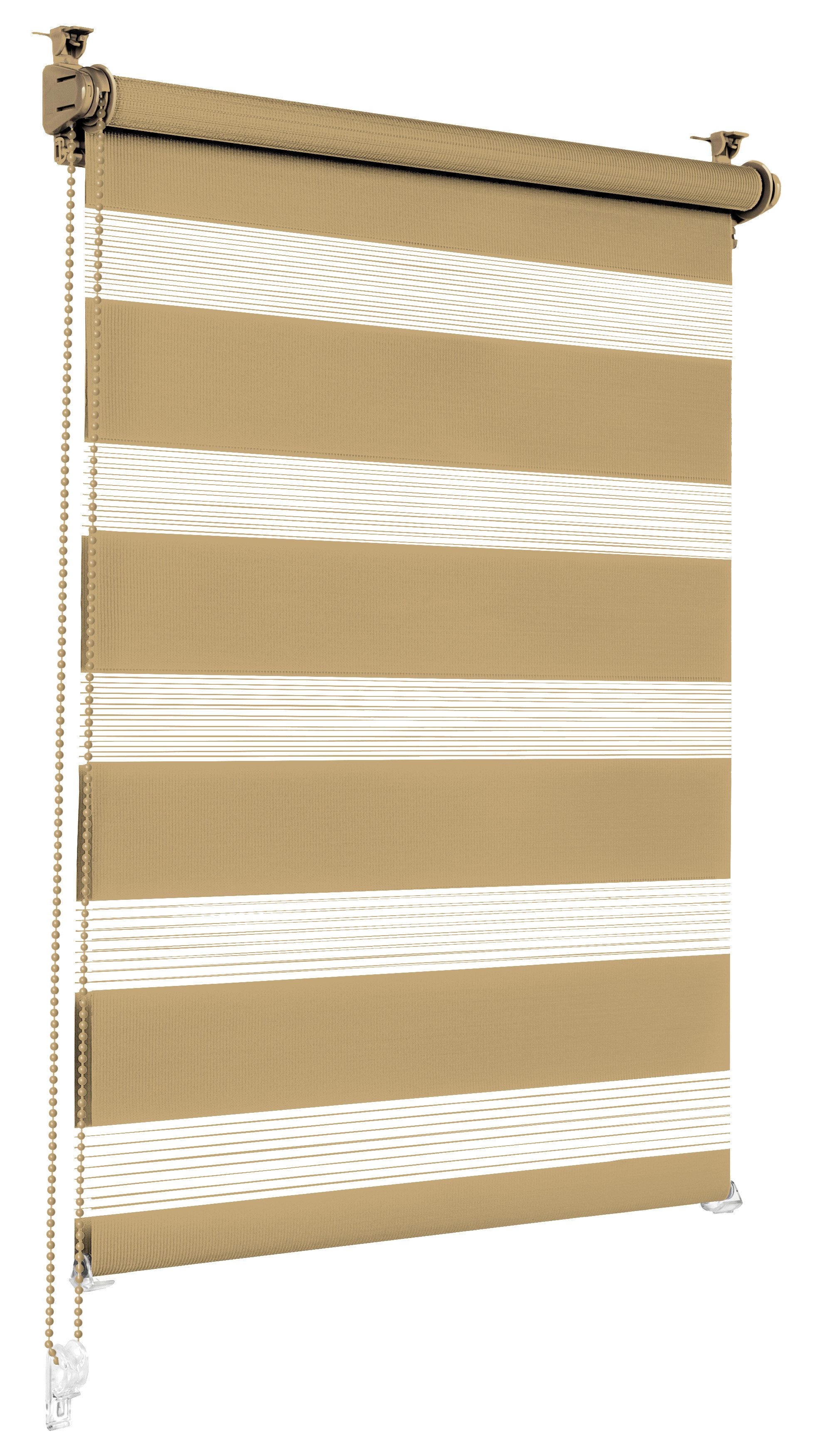 Doppelrollo Klemmfix ohne Bohren Rollos für Fenster und Tür Seitenzugrollo, Sonello, blickdicht, ohne Bohren, freihängend, Klemmfix, 35cm x 100cm Beige Duo Rollo, Lichtschutz, Jalousie mit Klemmträger