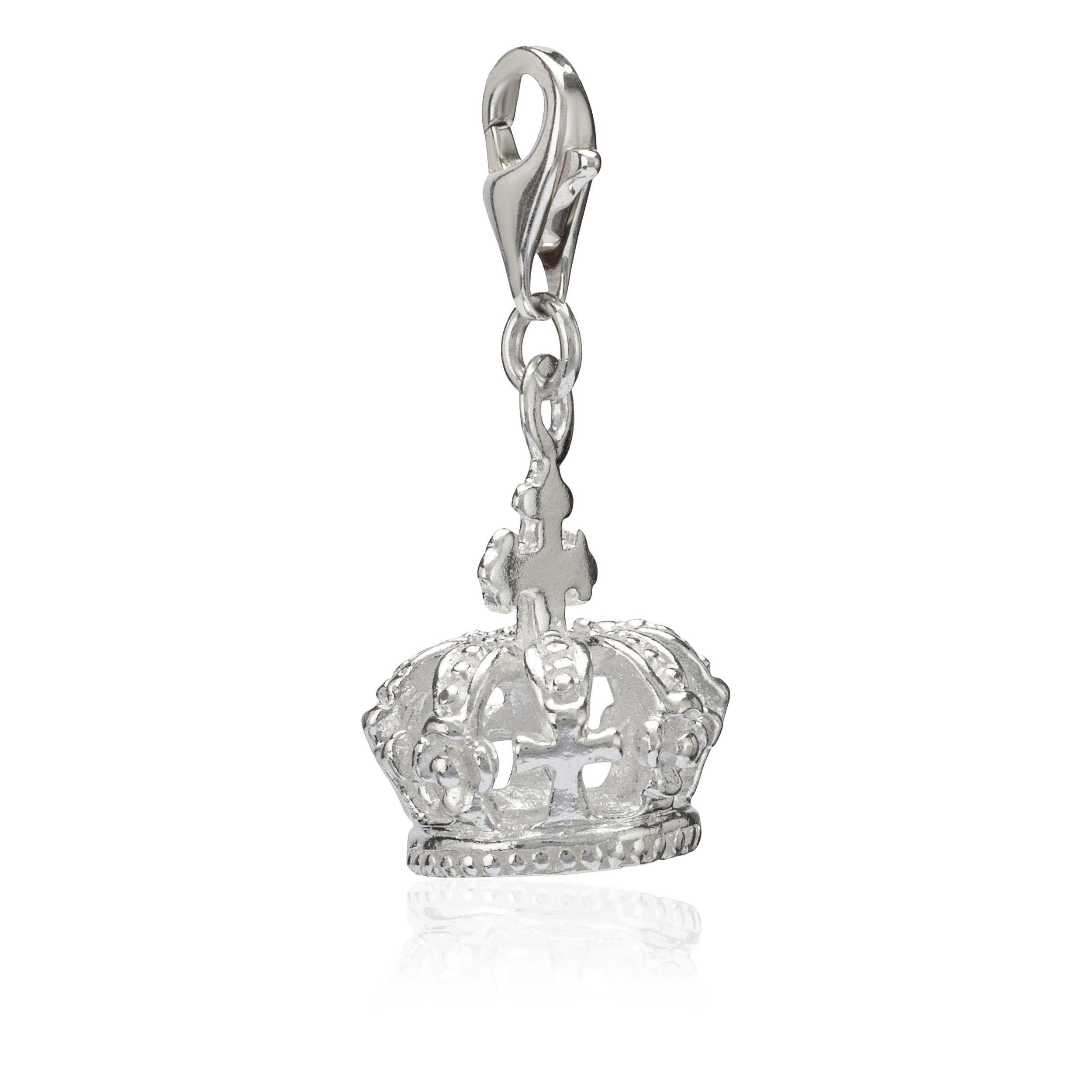 NKlaus Charm-Einhänger Damen Königskrone 925 Silber 13x12mm Amulett