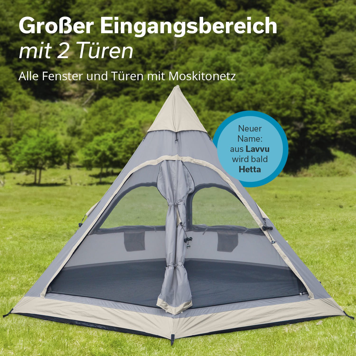 Skandika Tipi-Zelt, (2 Eingänge mit Doppeltüren mit Moskitonetz, Robuste Tragetasche)
