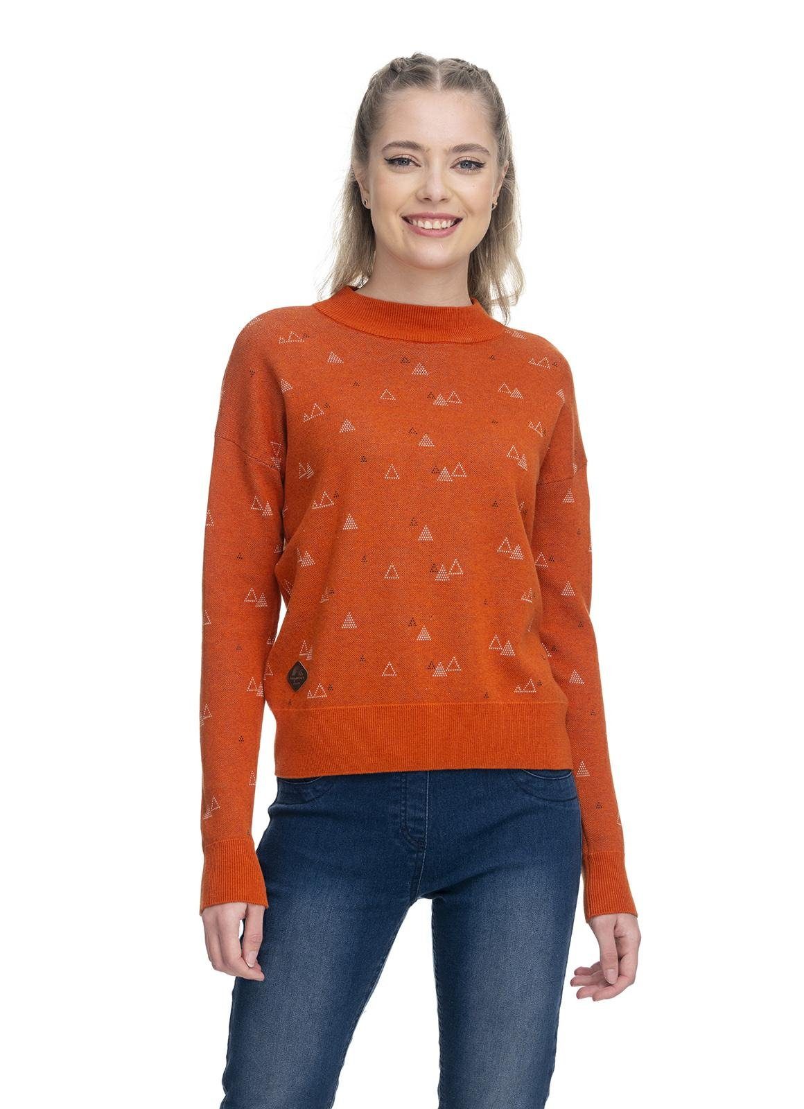 Ragwear Sweatshirt Heda Damen Pullover mit coolem Muster-Print zimt