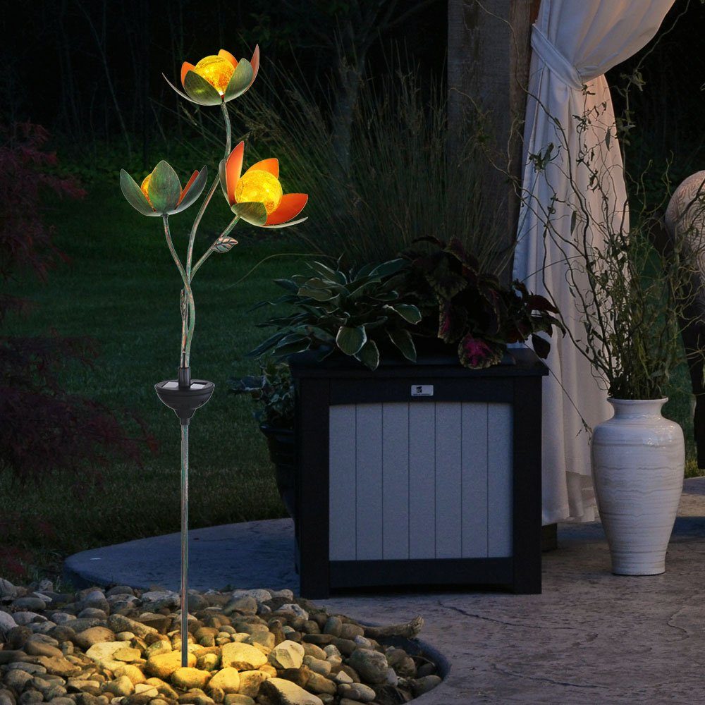 LED Solar Leuchte Steck Beleuchtung Terrasse Außen Lampe Blüte Garten Deko Blume 