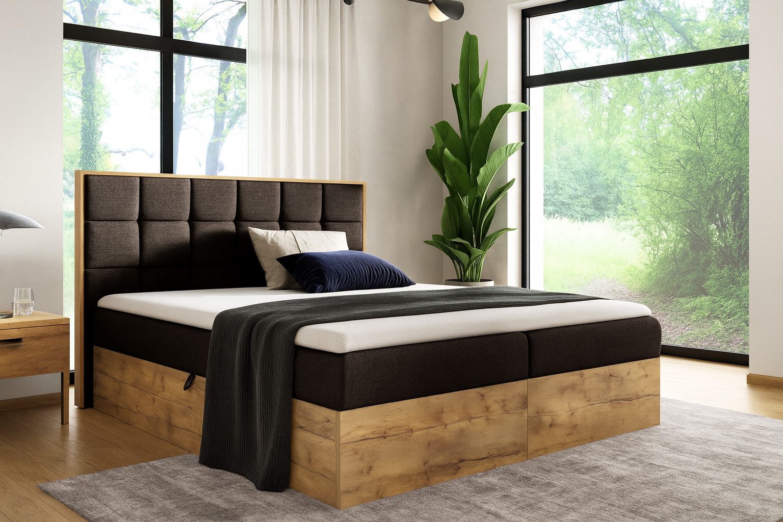 AN FURNITURE STORE Boxbett BORIS mit Bettkästen inkl. Topper und Matratze (Stauraum), Boxspringbett, Kompletbett
