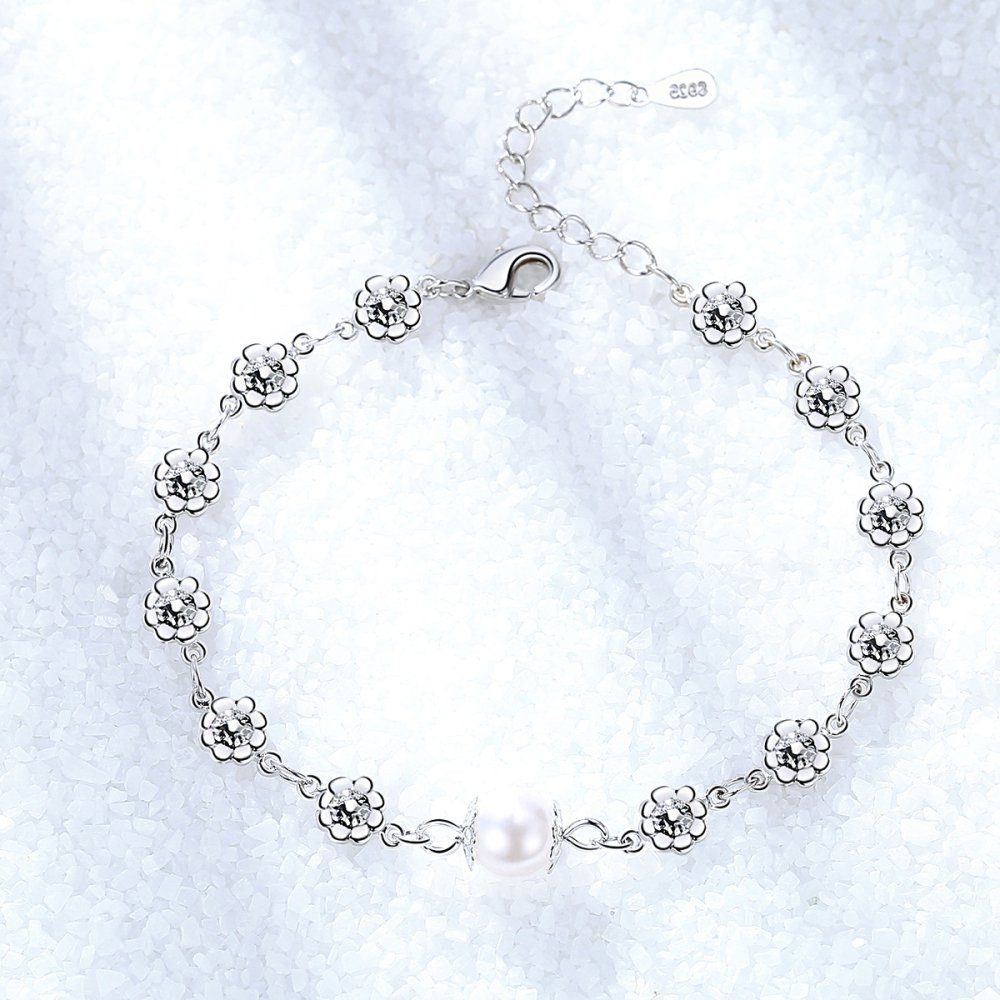 Lubgitsr Armband Perlenarmband S für Sterling Frauen 925 Perlen Perlenarmbänder Silber (1-tlg)
