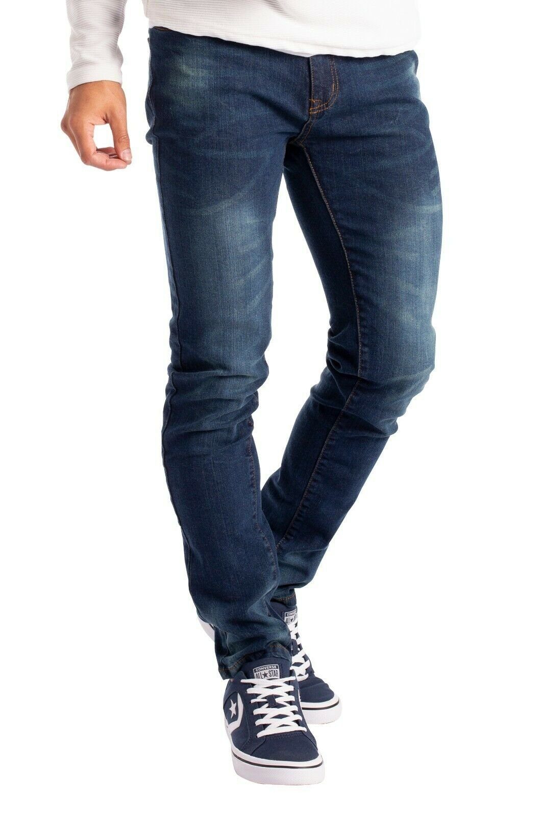 BlauerHafen Slim-fit-Jeans Herren Slim Fit Jeanshose Stretch Designer Hose Super Flex Denim Pants 2 Seitentaschen, 2 Gesäßtaschen und 1 vordere Münztasche