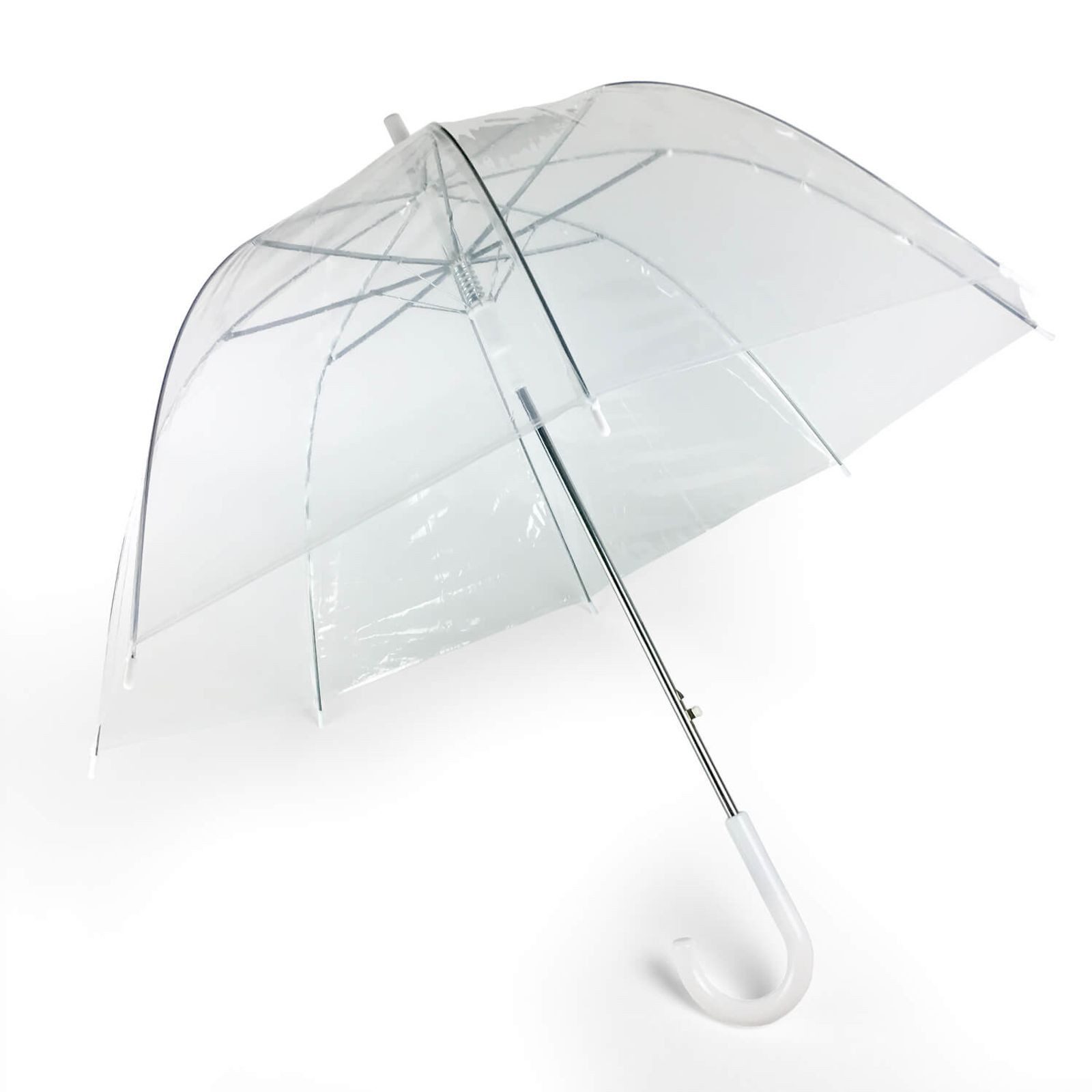 Stockregenschirm Transparenter Stockschirm mit Automatik, stabiler Regenschirm 83 cm