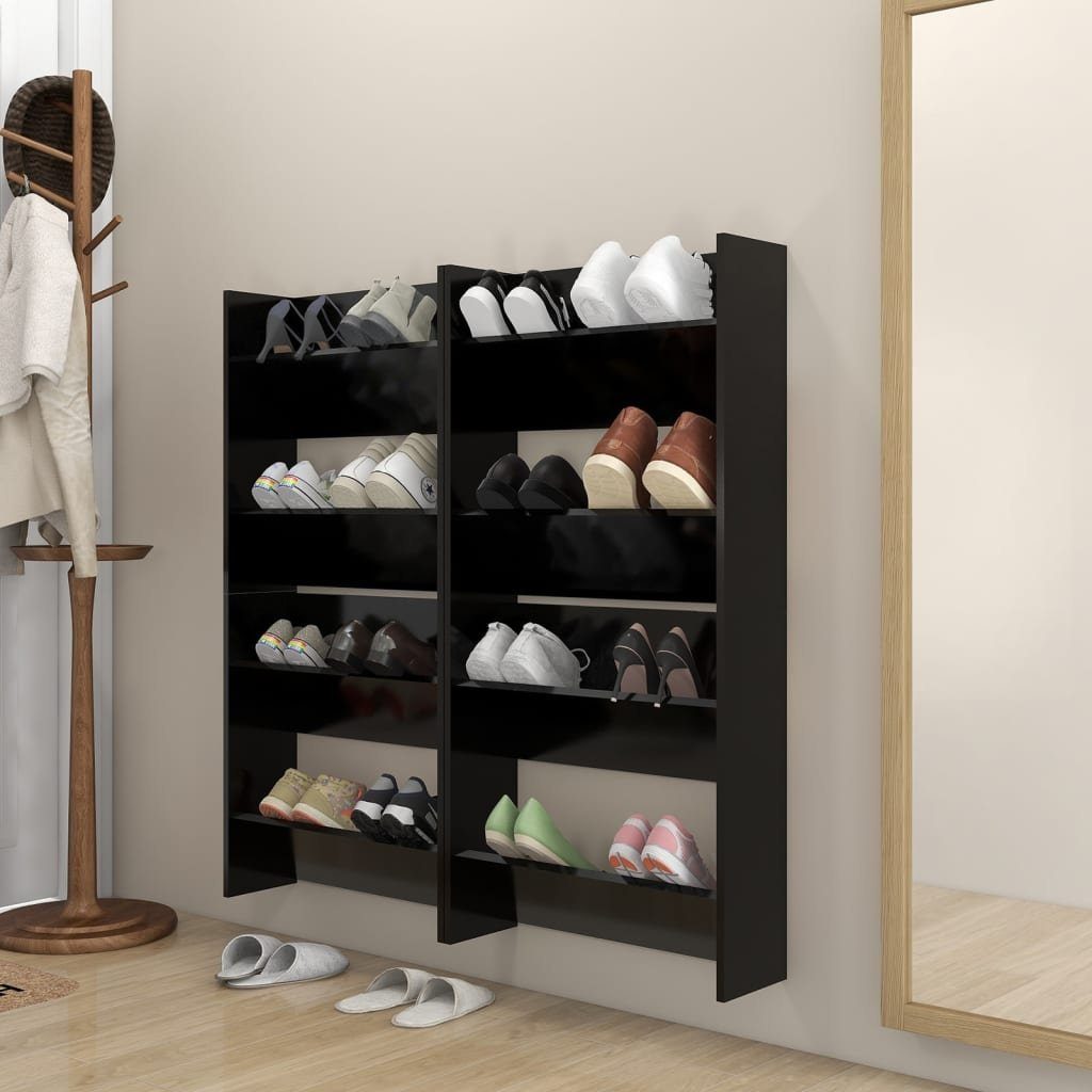 Stk. Holzwerkstoff Wand-Schuhschränke furnicato 4 60x18x60 cm Schwarz Schuhschrank