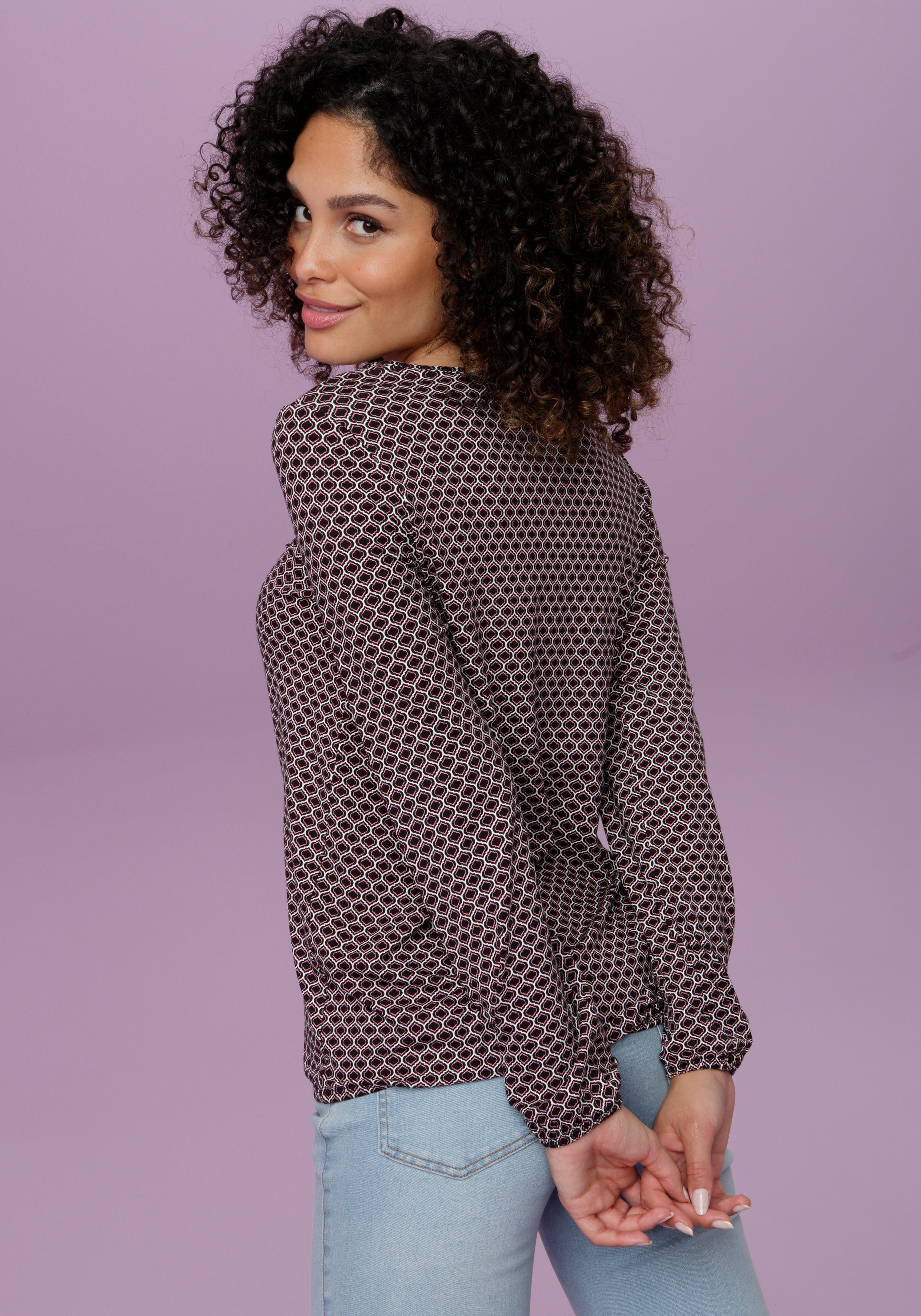 Aniston SELECTED Langarmshirt in unterschiedlichen Drucken, jeweils mit Sch günstig online kaufen