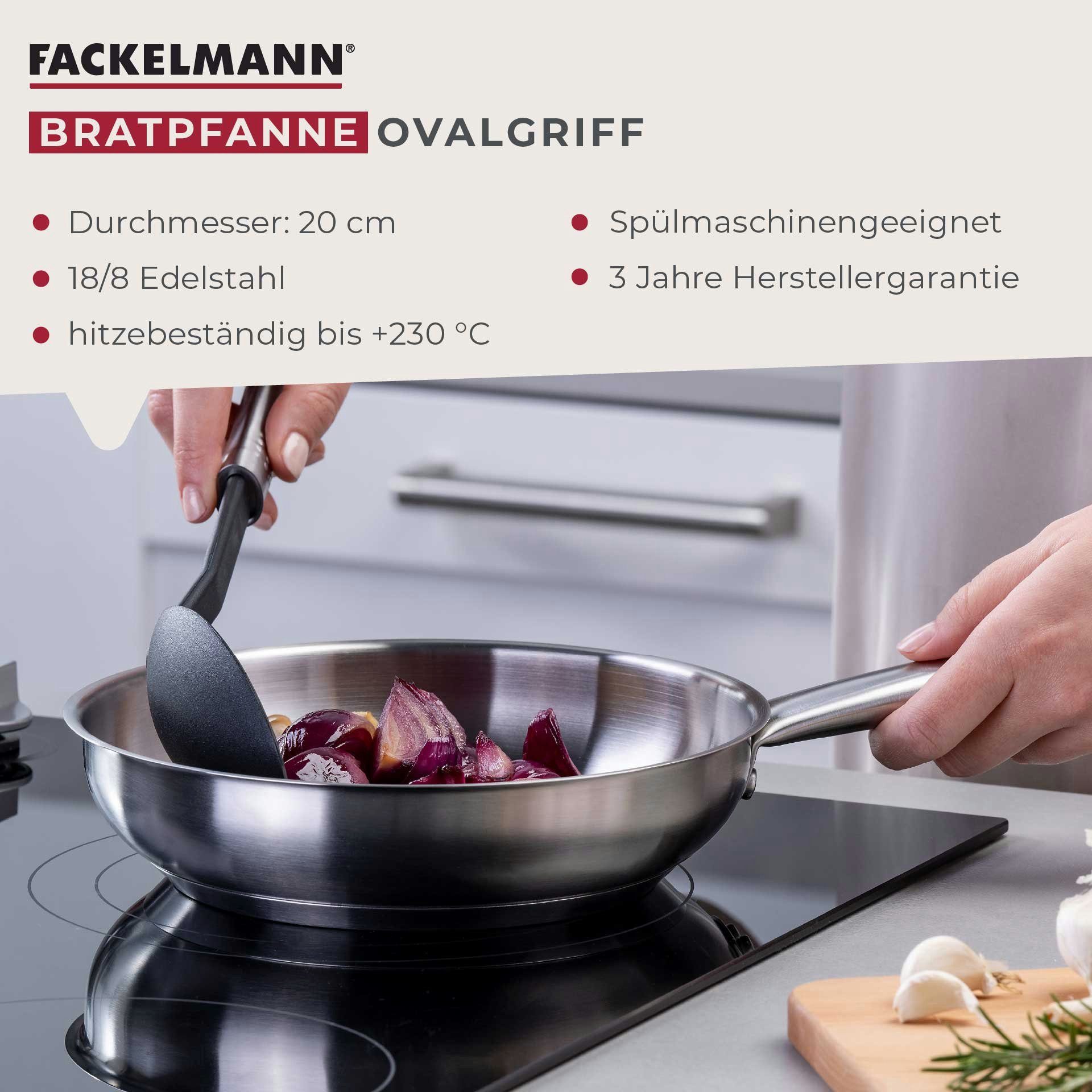 FACKELMANN Bratpfanne Edelstahl, Universalpfanne, Hochtemperaturpfanne
