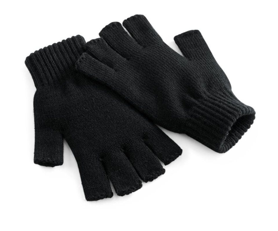 Beechfield® Strickhandschuhe Fingerlose Handschuhe Strick Herren Damen Schwarz