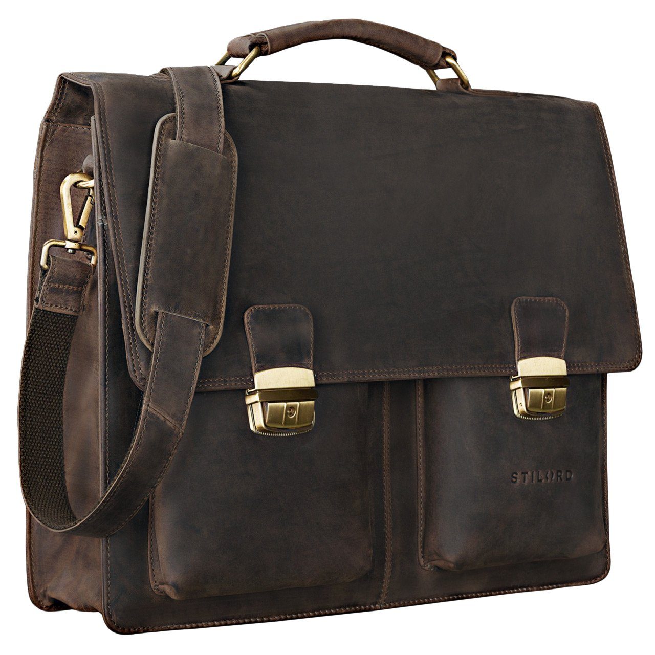 STILORD Aktentasche "Tiberius" Vintage Aktentasche Leder