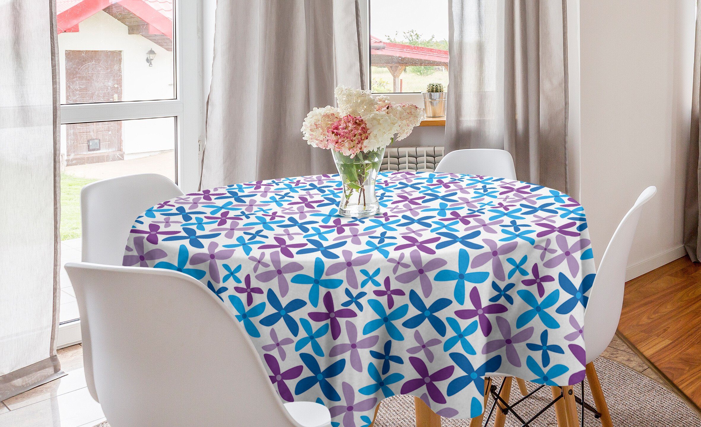 Abakuhaus Tischdecke Kreis Tischdecke Abdeckung für Esszimmer Küche Dekoration, Blumen Abstrakt Einfache Blüten | Tischdecken