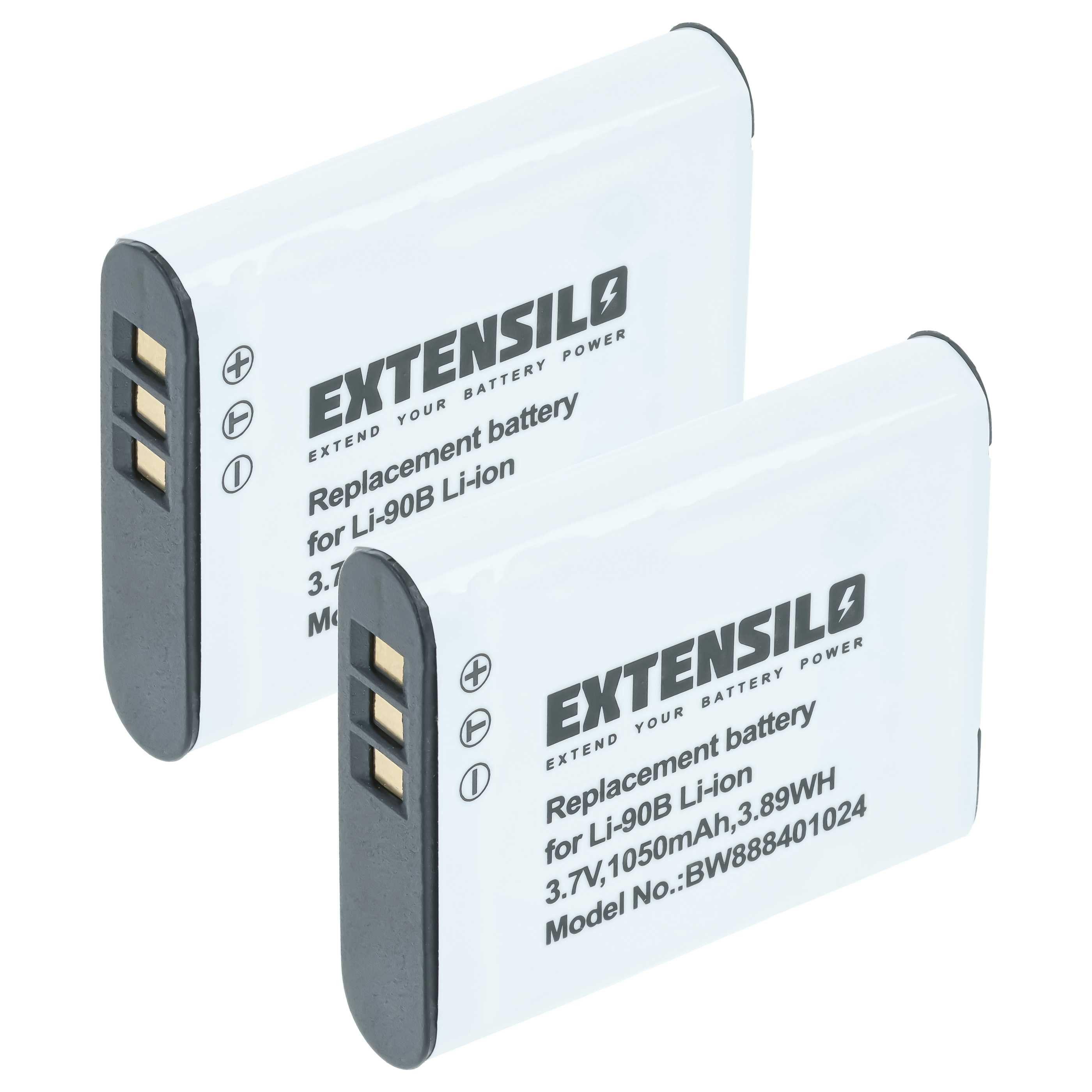 Extensilo Akku passend für Olympus Tough TG-1, TG-3, TG-4, TG-2, TG-5, TG-1 iHS, Kamera-Akku Akku Li-Ion 1050 mAh (3,7 V, 2 St), Leistungsfähige Austausch-Akkus für Digitalkamera, Spiegelreflexkamera