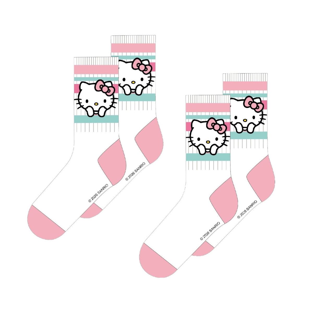 Hello Kitty Socken Socken Kinder 2er Set Weiß Baumwollsocken Jungen Freizeit Sport Schule