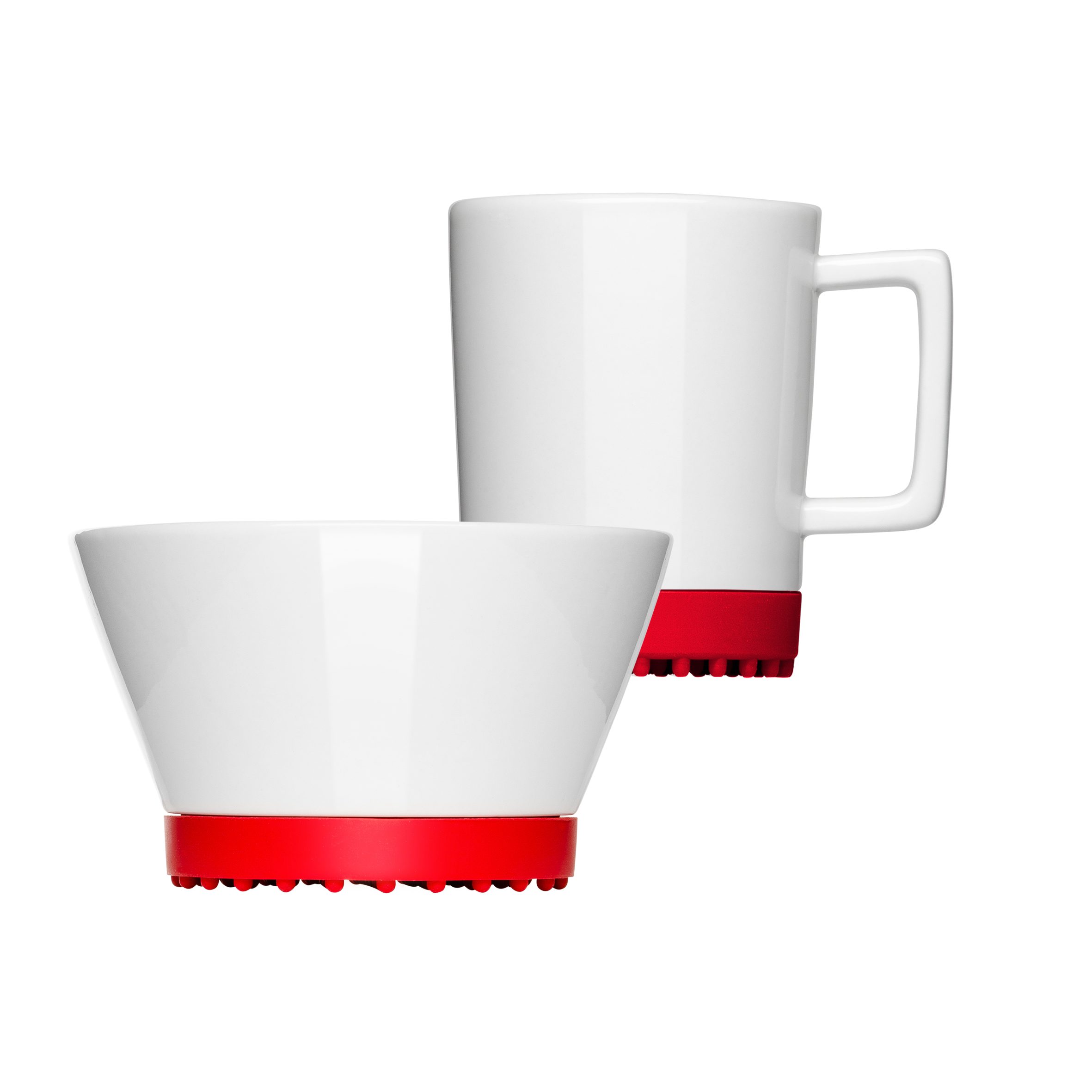 Mahlwerck Manufaktur Frühstücks-Geschirrset mikrowellengeeignet, SoftPad Red 2-teilig, Personen, spülmaschinengeeignet (2-tlg), Porzellan, 1