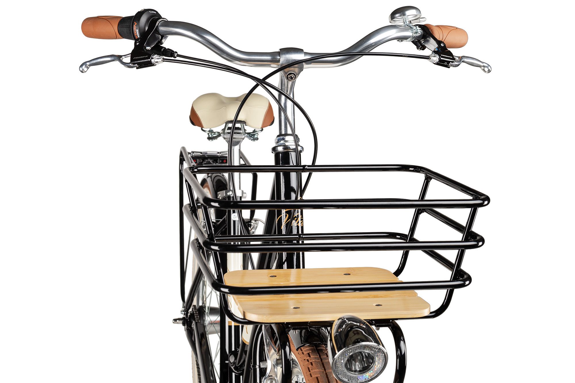 Maxim Cityrad Maxim La Vita Nexus, 7 Gang Shimano Nexus 7 Rücktritt Schaltwerk, Nabenschaltung Rücktritt, Gepäckkorb über Vorderrad schwarz/grau – Bild 4 von 5