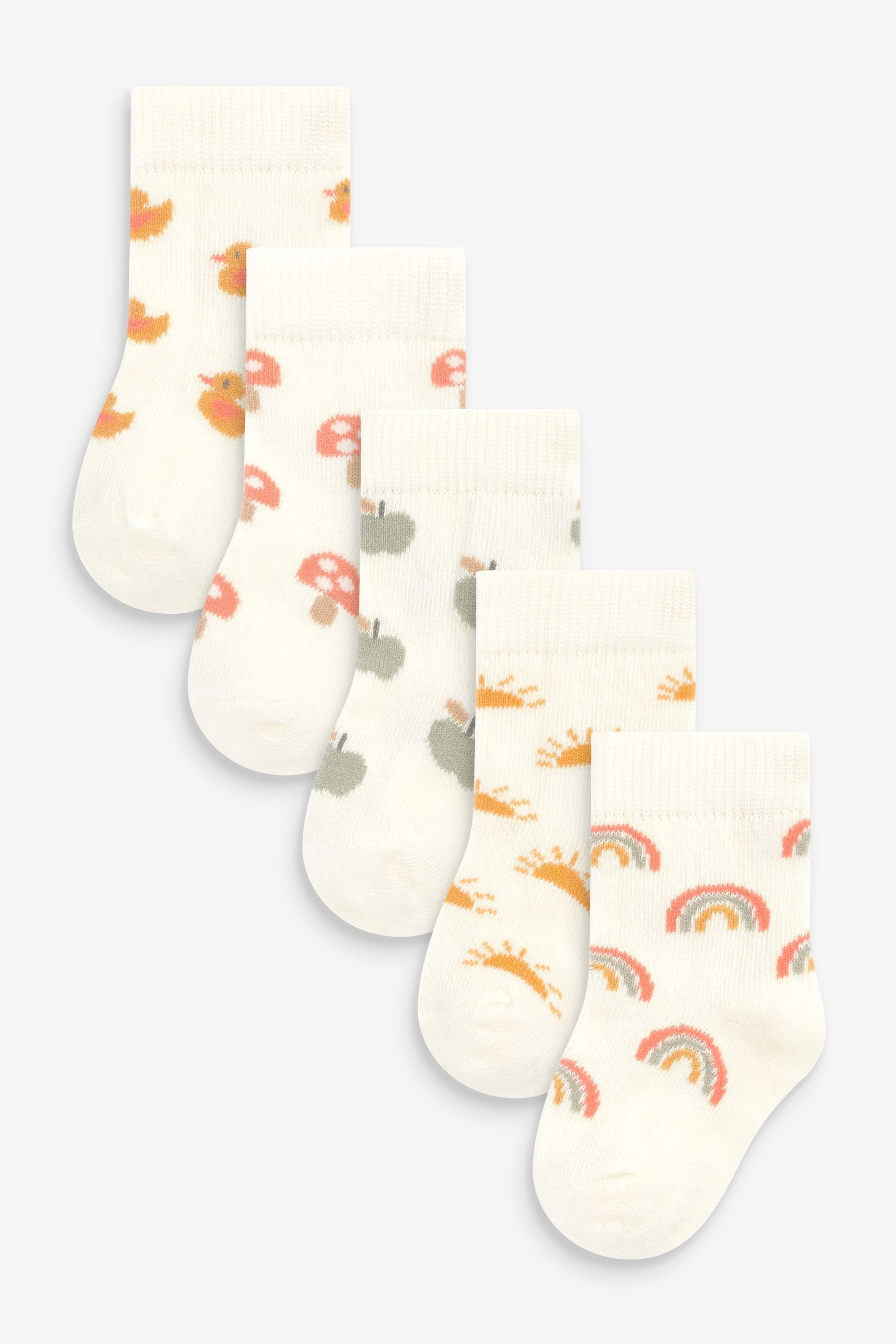 Mini (5-Paar) Cream x Kurzsocken Next 5 Rainbow Baby-Socken