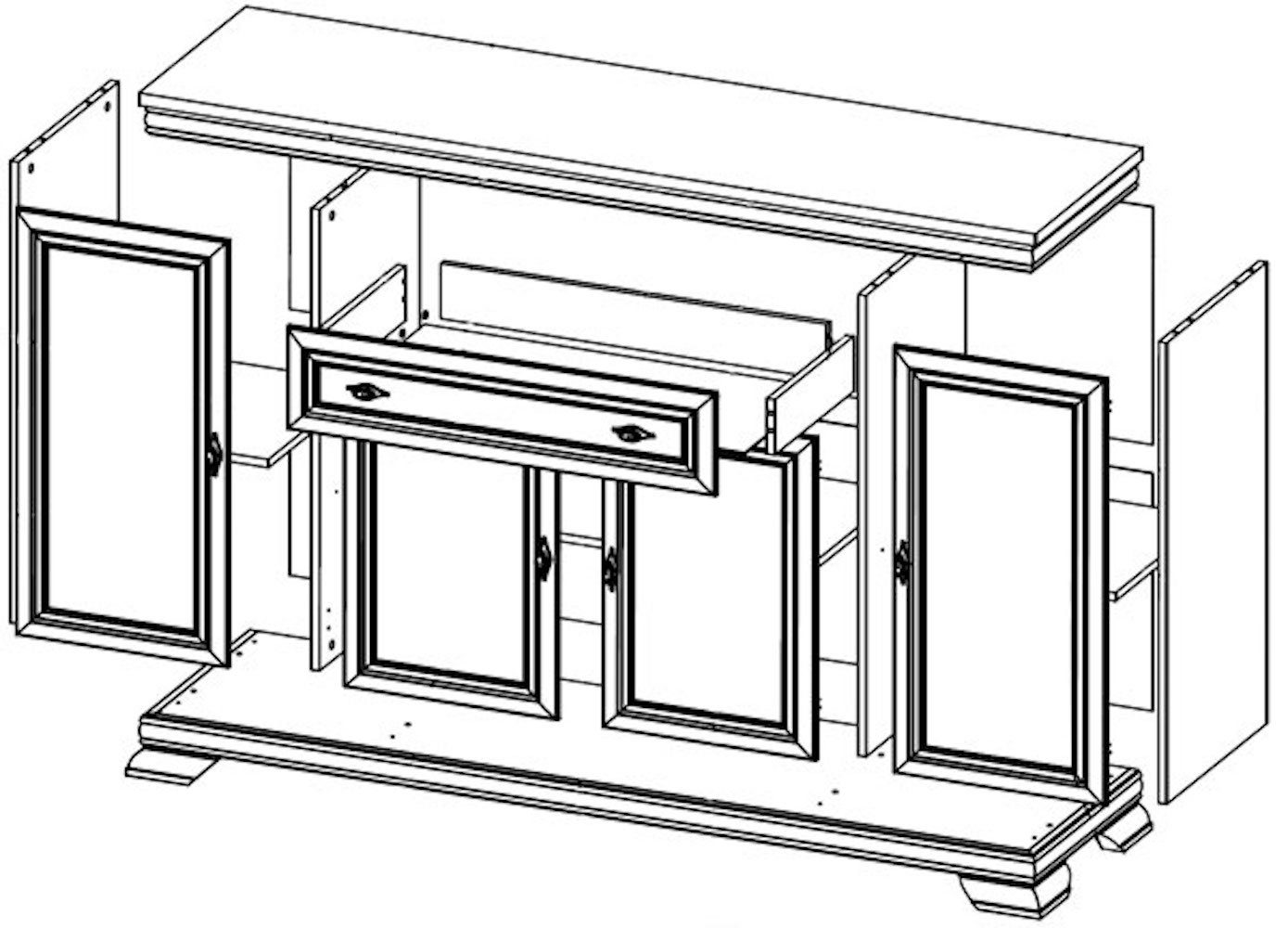 Feldmann-Wohnen Sideboard Kora (1 St), 168cm 4-türig andersen pinie rustikal