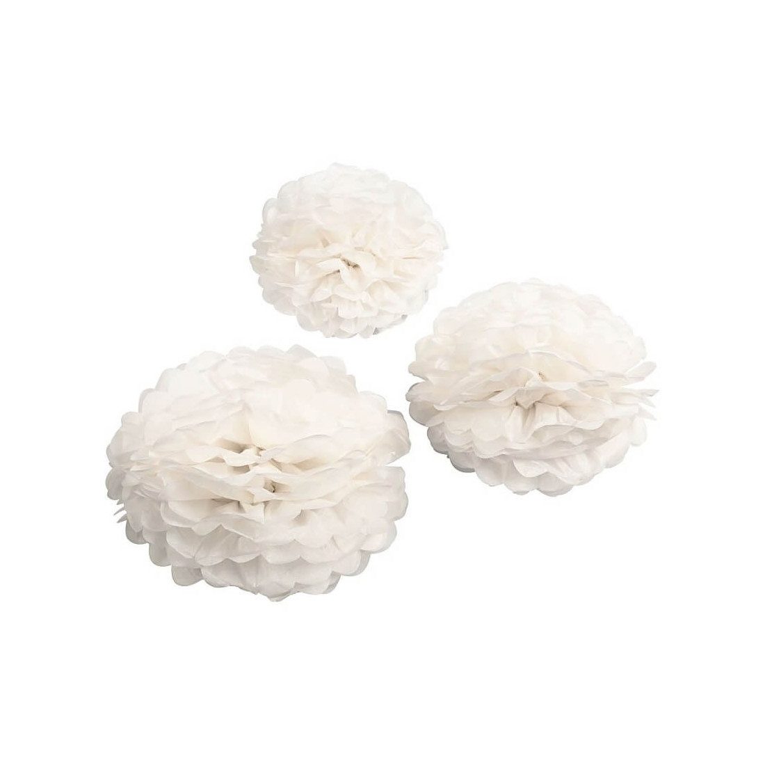 Hängedekoration Seidenpapier-Pompons weiß