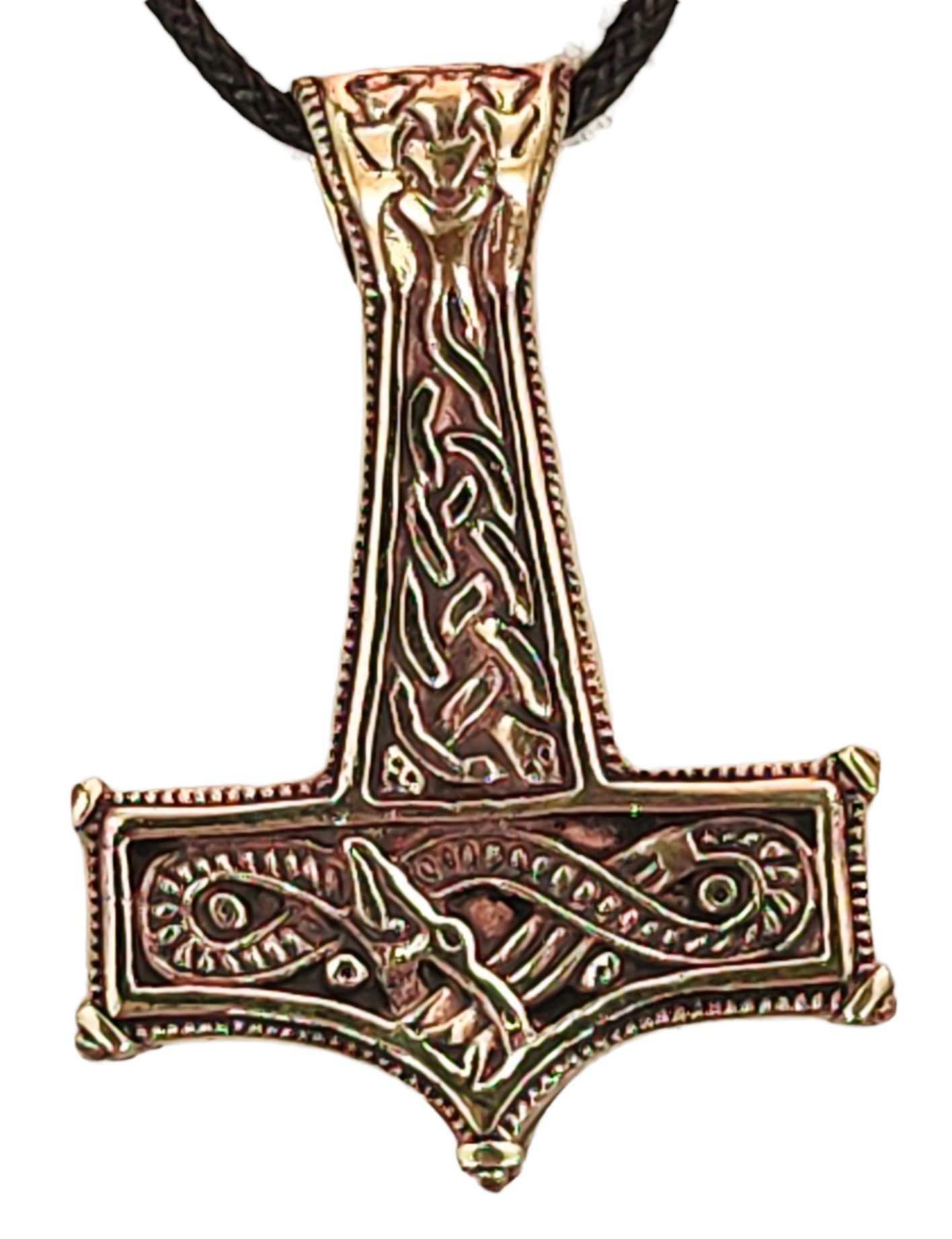 Midgard Bronze of Kiss Leather Kettenanhänger Thorshammer Thorhammer Midgardschlange