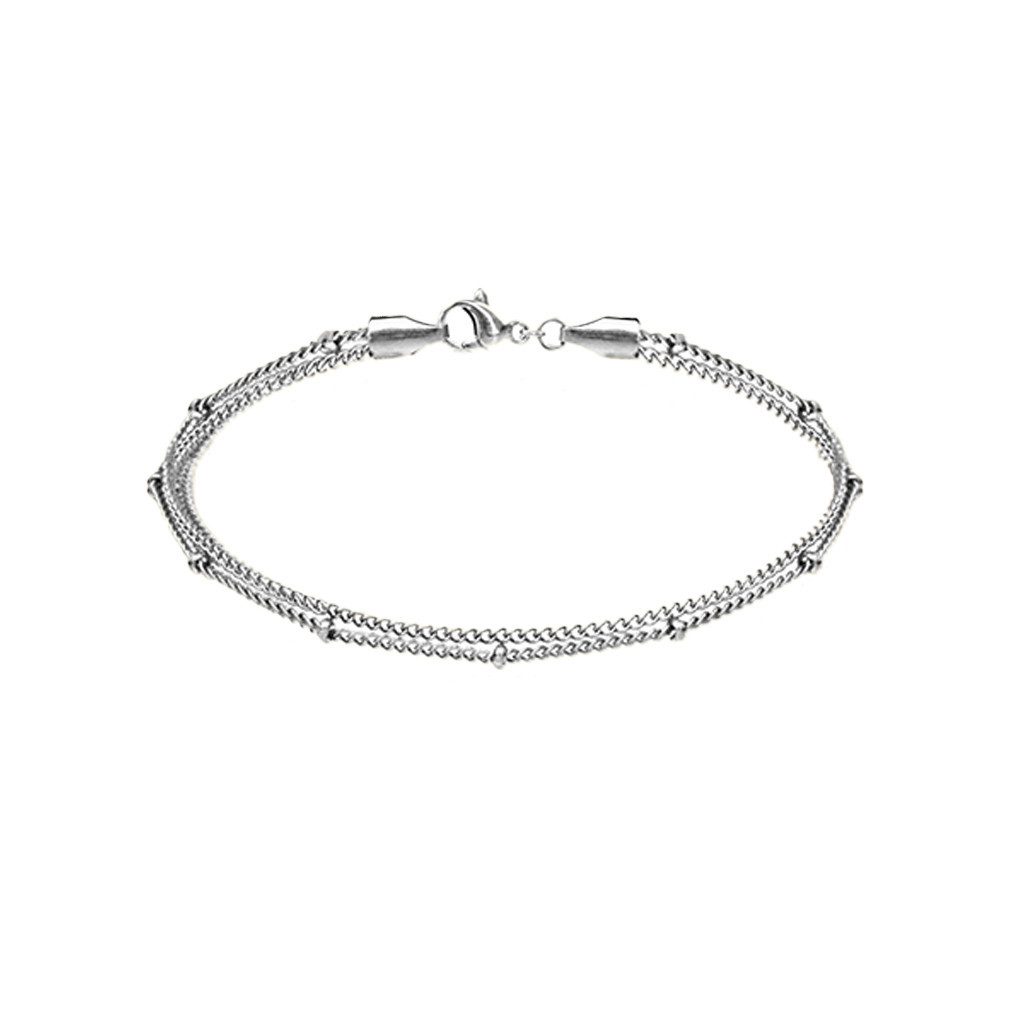 viva-adorno Edelstahlarmband Damen Armband Armkette Doppelkette Gliederkette, Edelstahl Damenarmband
