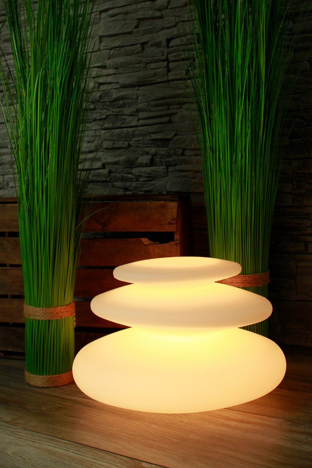 Arnusa Kugelleuchte Flatstones mobile Lampe Dekolampe Tischlampe, Dimmfunktion, LED fest integriert, 16 Leuchtfarben per Fernbedienung wählbar, Stehlampe