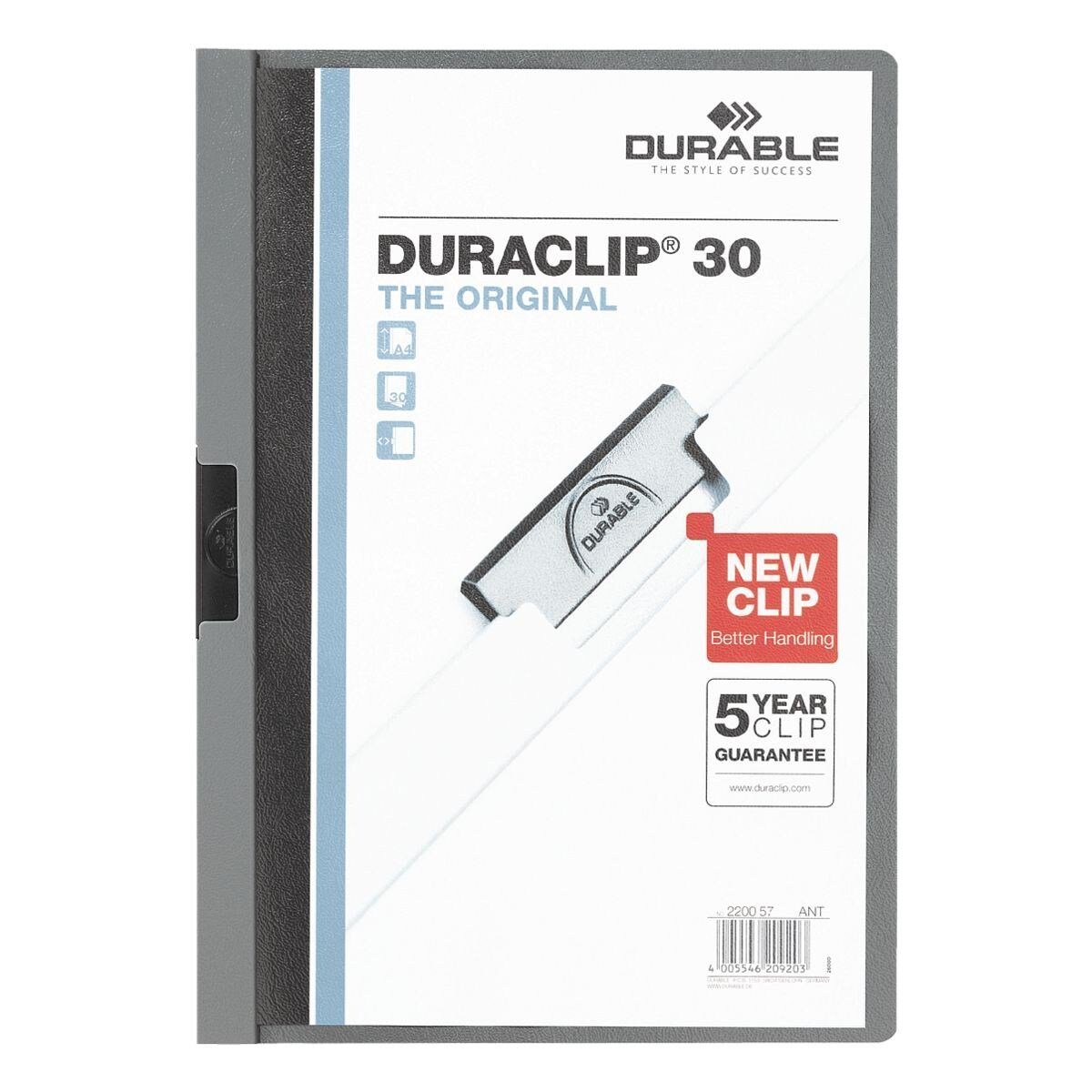 DURABLE Hefter Duraclip 30, mit Klemmfunktion, Format DIN A4, bis 30 Blatt