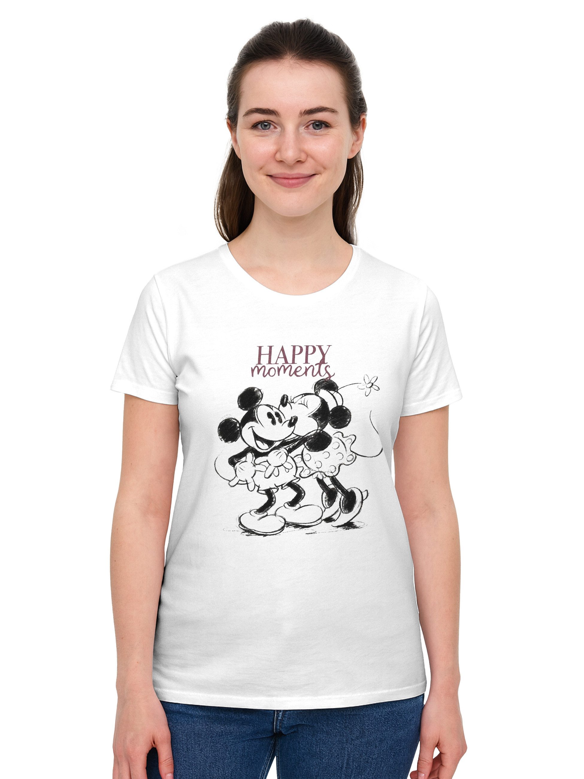 United Labels® T-Shirt Disney Minnie Mouse T-Shirt Happy Moments Oberteil Frauen Shirt Top