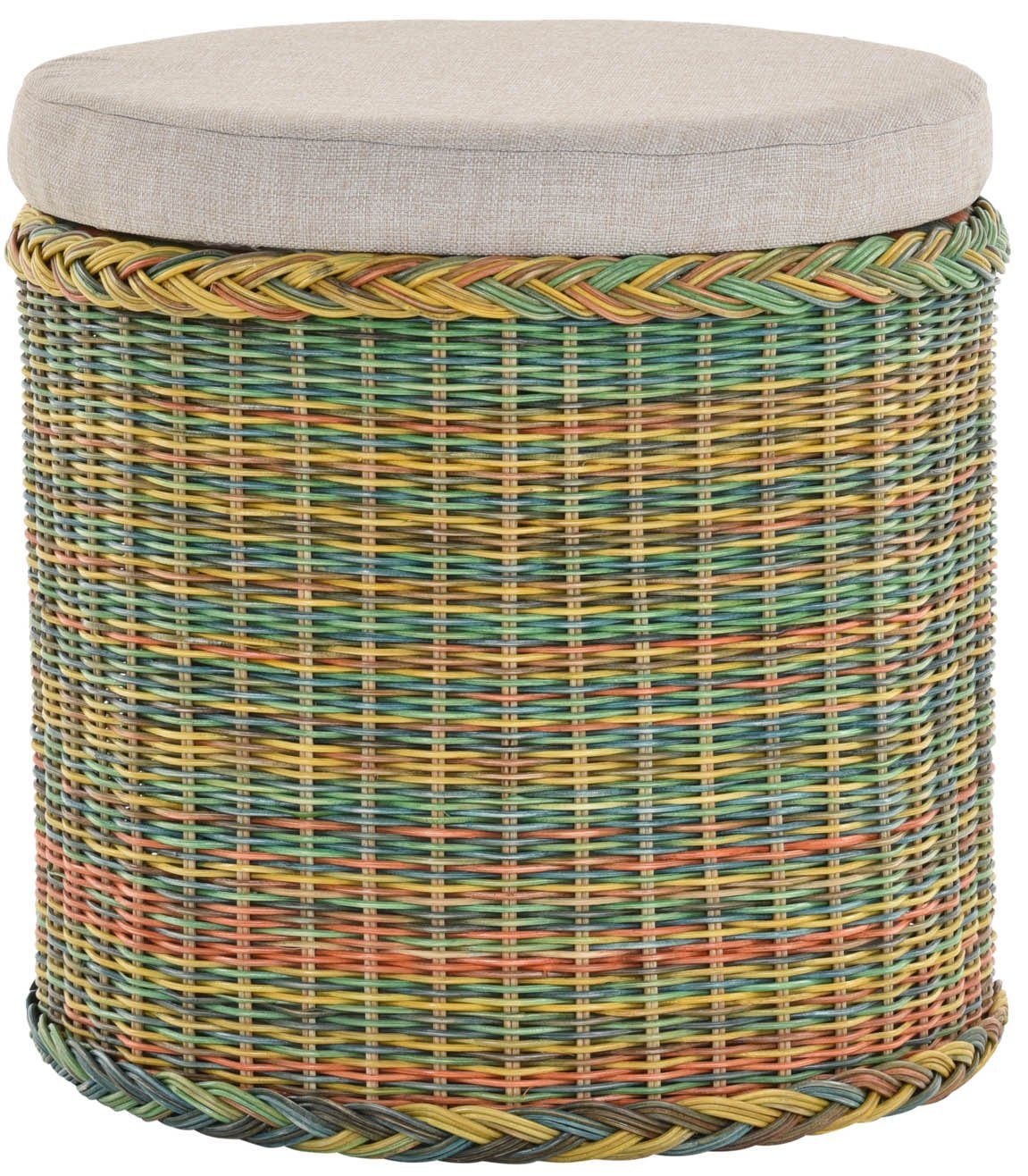 Krines Home Wäschekorb Rattan Sitzhocker mit Stauraum Rund Badhocker