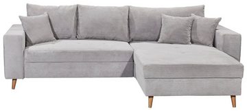 ED EXCITING DESIGN Ecksofa Larina L-Form, 2 Teile, frei stellbar, Bettfunktion & Bettkasten, inkl. Rücken- und Zierkissen